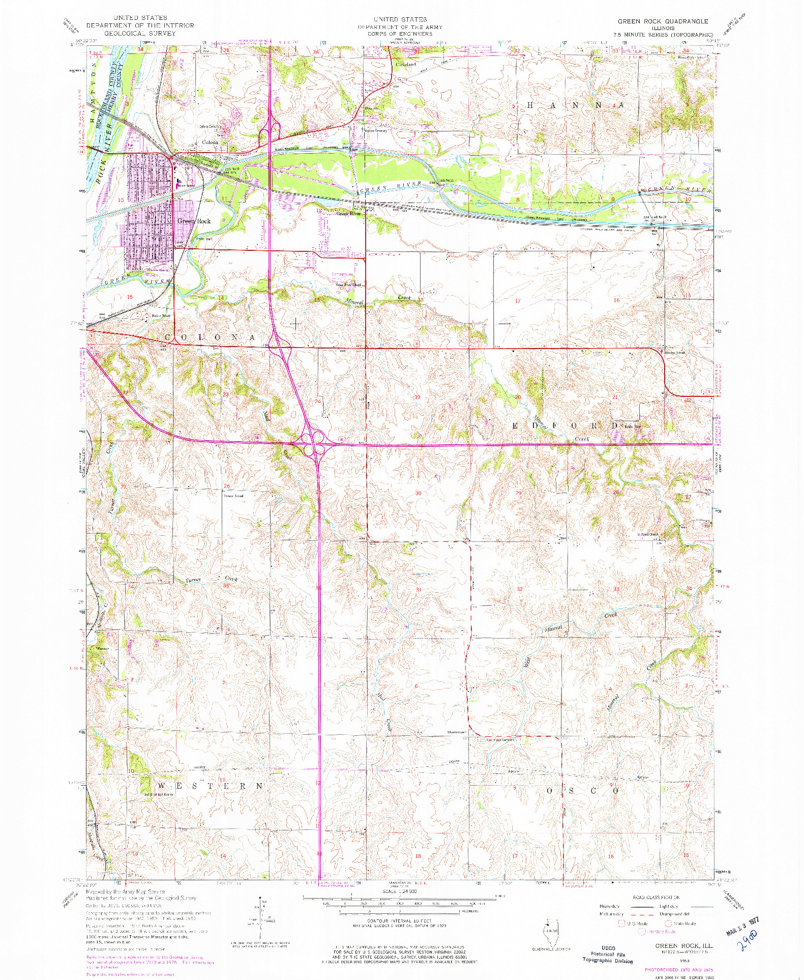 USGS 1:24000-SCALE QUADRANGLE FOR GREEN ROCK, IL 1953