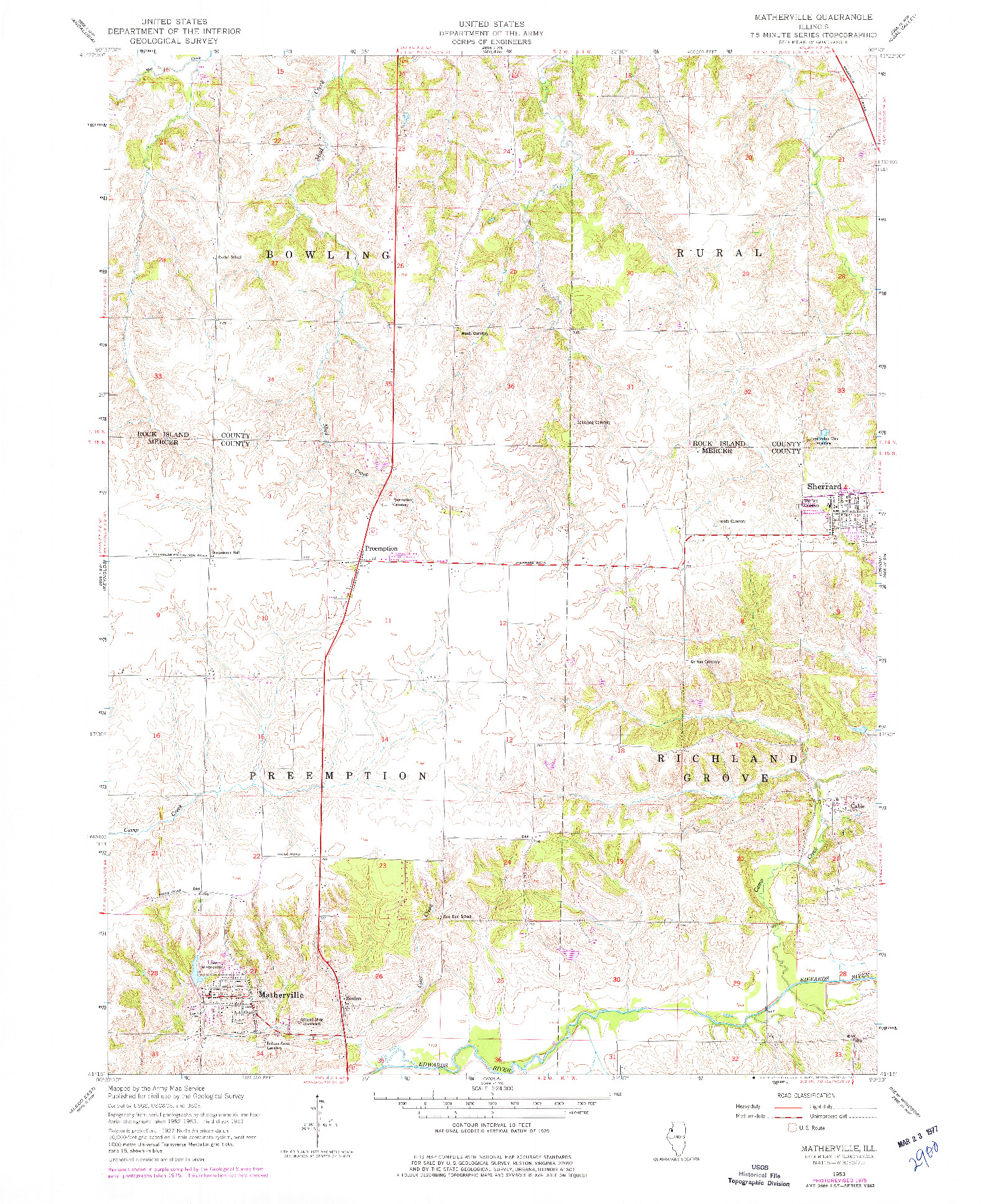 USGS 1:24000-SCALE QUADRANGLE FOR MATHERVILLE, IL 1953