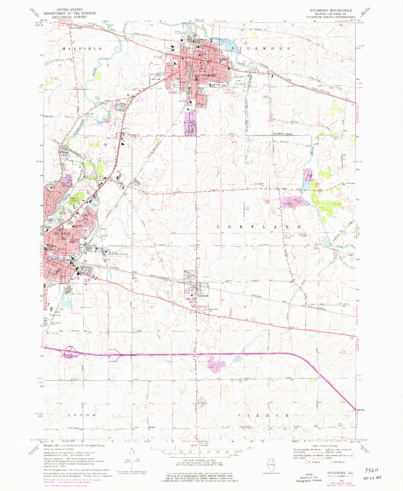 USGS 1:24000-SCALE QUADRANGLE FOR SYCAMORE, IL 1968