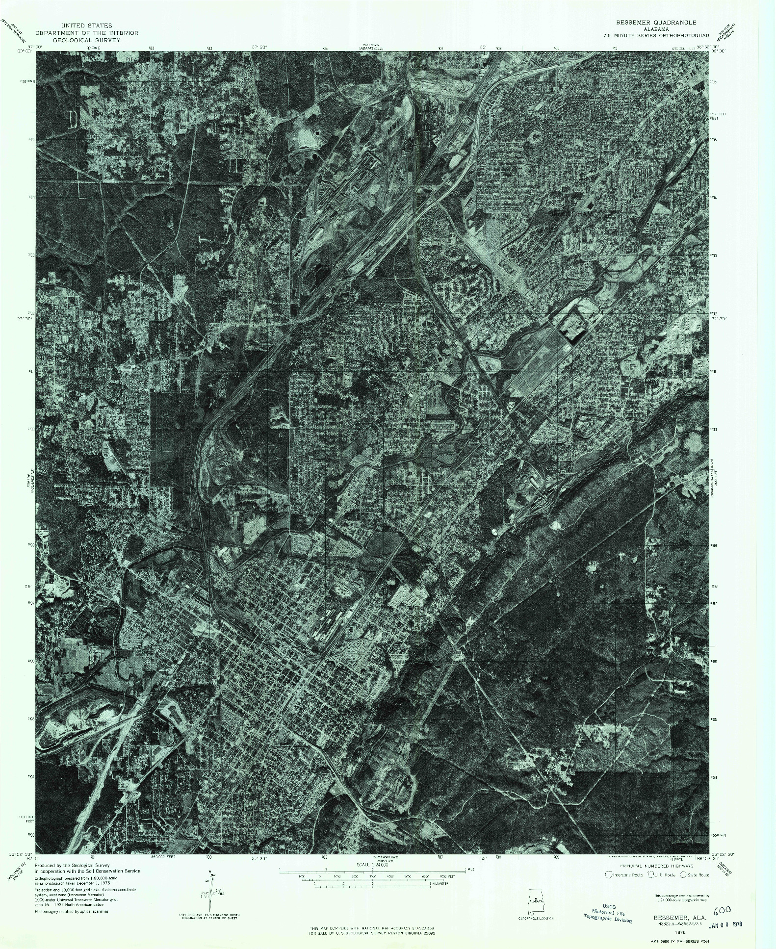 USGS 1:24000-SCALE QUADRANGLE FOR BESSEMER, AL 1975