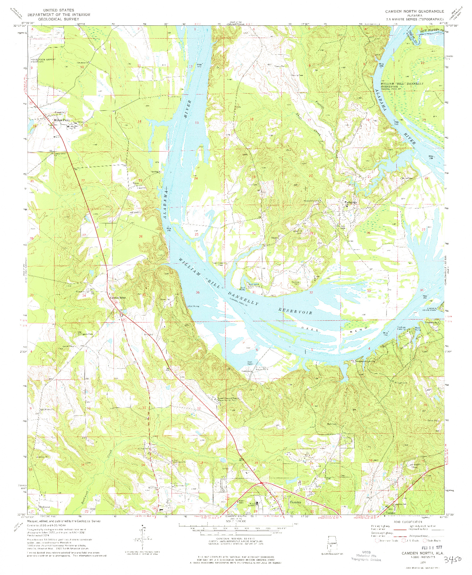 USGS 1:24000-SCALE QUADRANGLE FOR CAMDEN NORTH, AL 1974