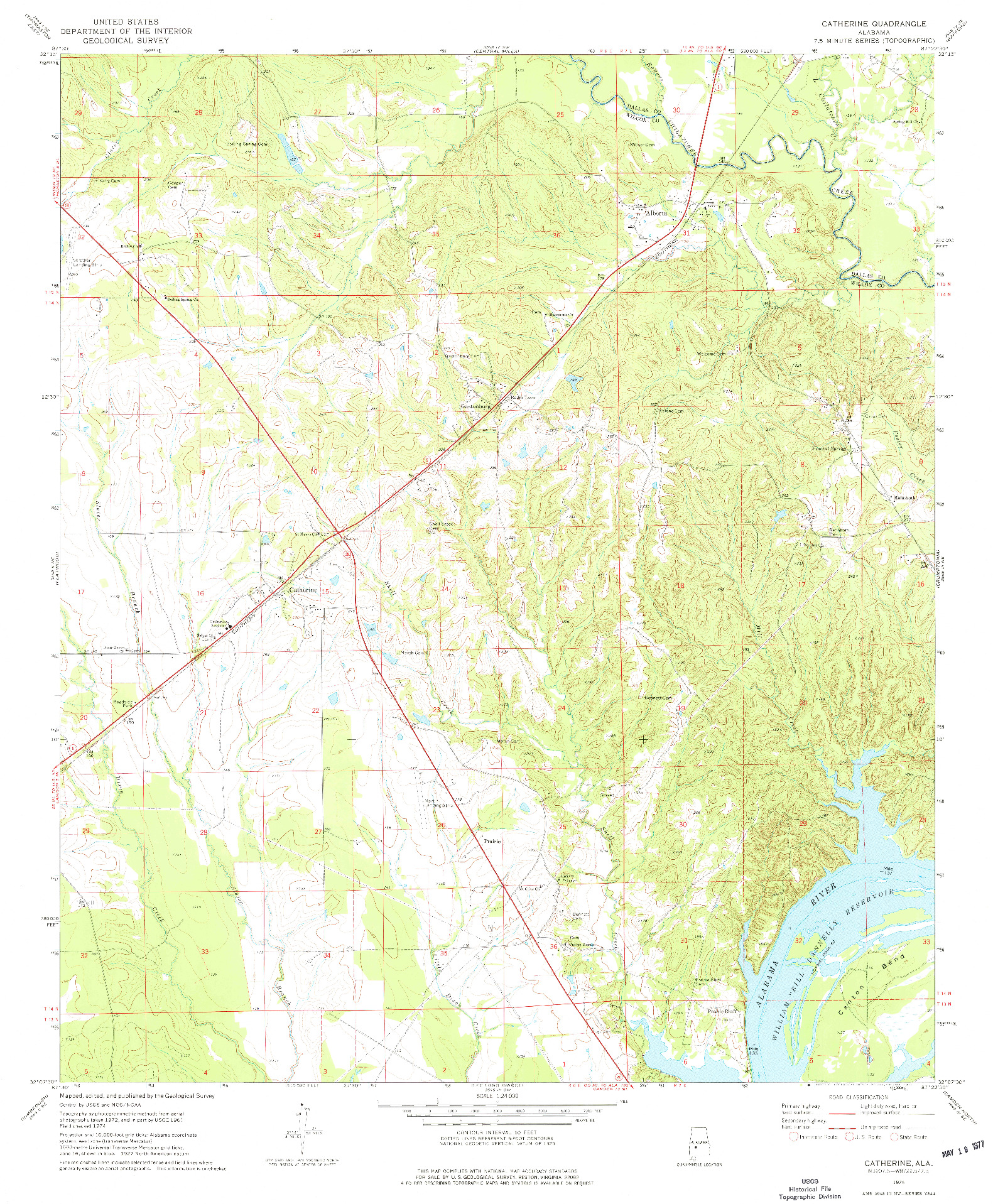 USGS 1:24000-SCALE QUADRANGLE FOR CATHERINE, AL 1974