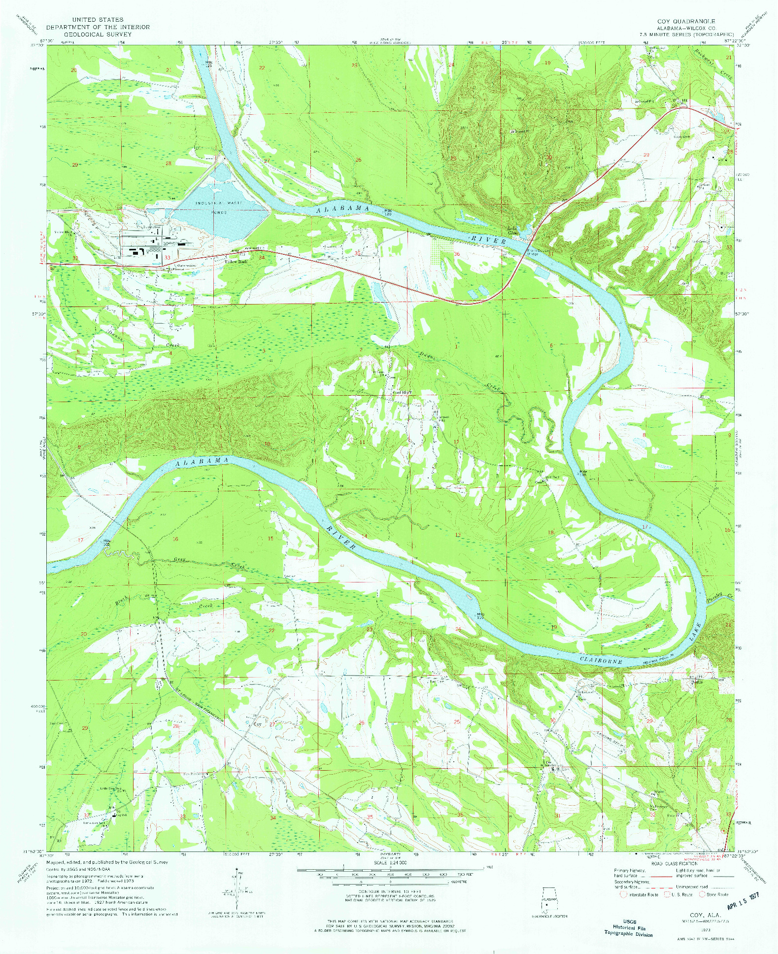 USGS 1:24000-SCALE QUADRANGLE FOR COY, AL 1973