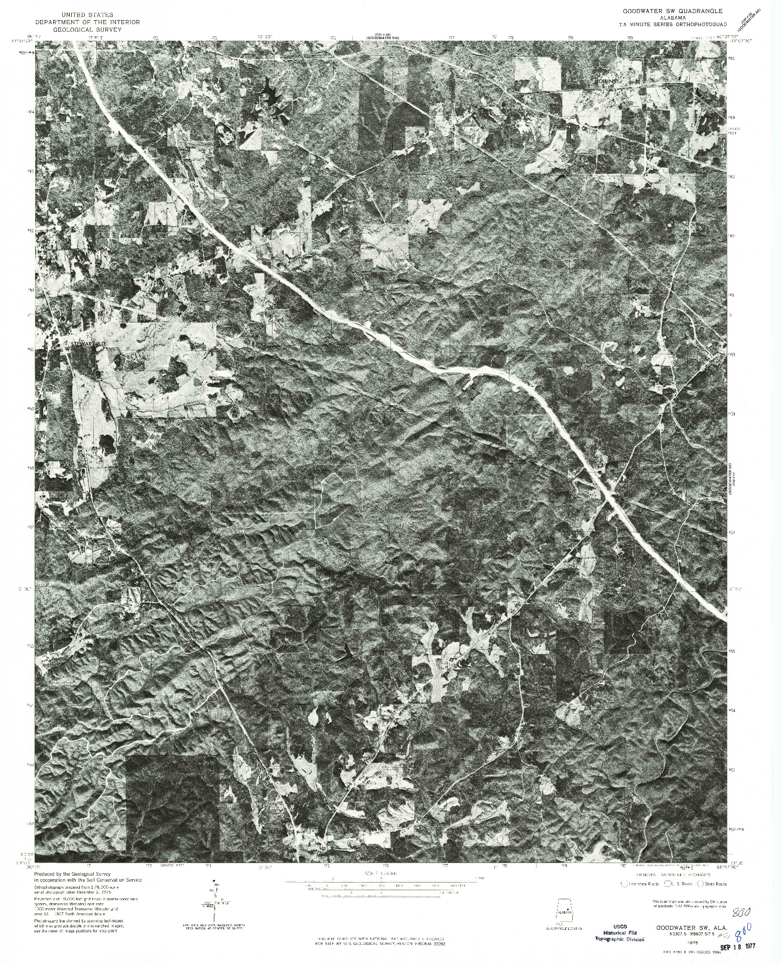 USGS 1:24000-SCALE QUADRANGLE FOR GOODWATER SE, AL 1975