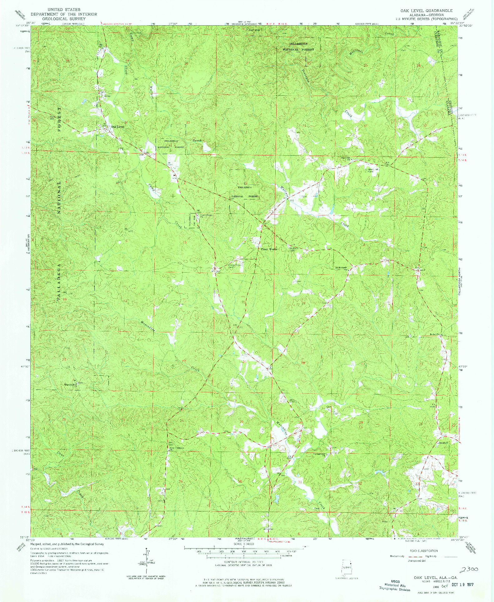 USGS 1:24000-SCALE QUADRANGLE FOR OAK LEVEL, AL 1966