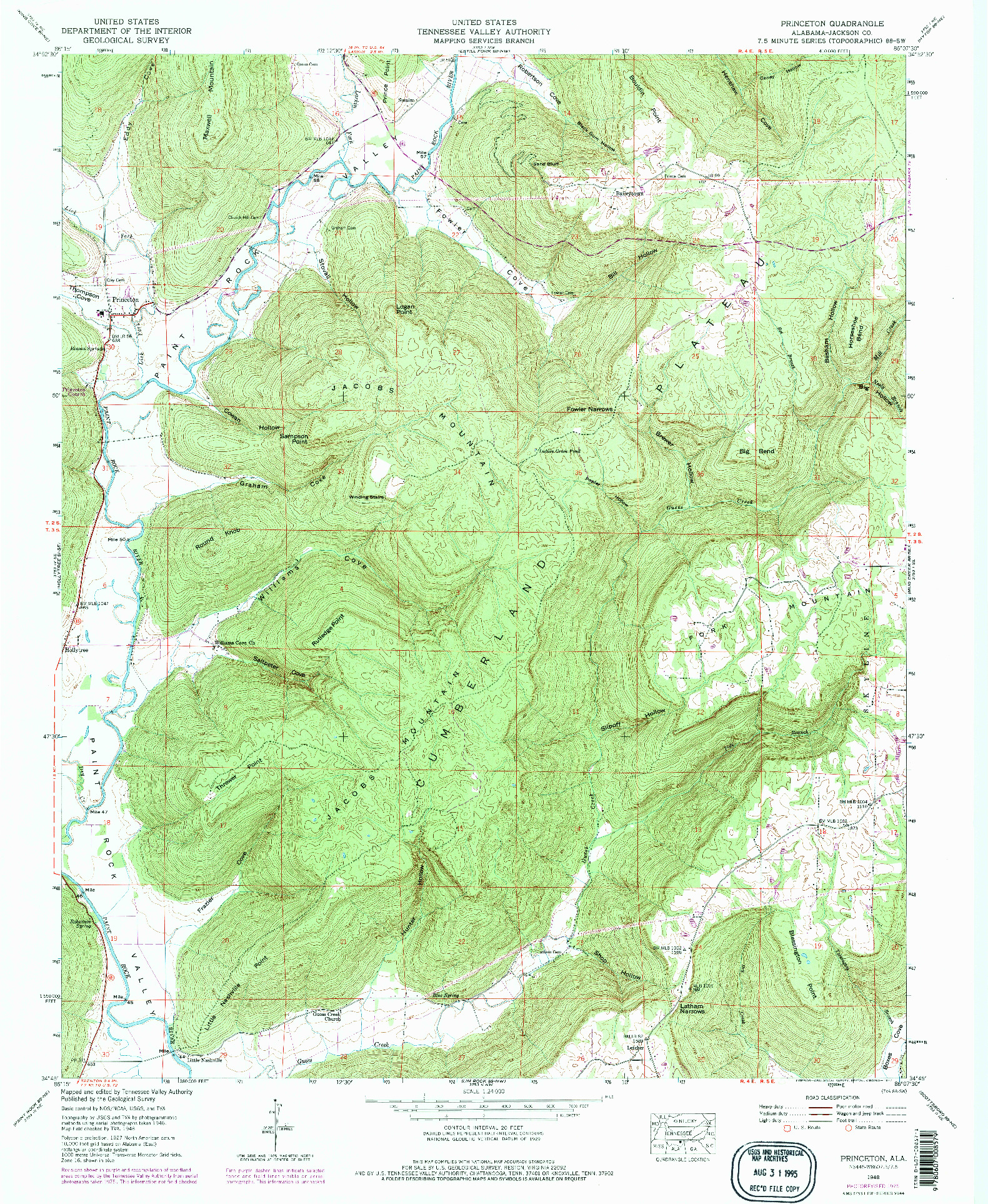 USGS 1:24000-SCALE QUADRANGLE FOR PRINCETON, AL 1948
