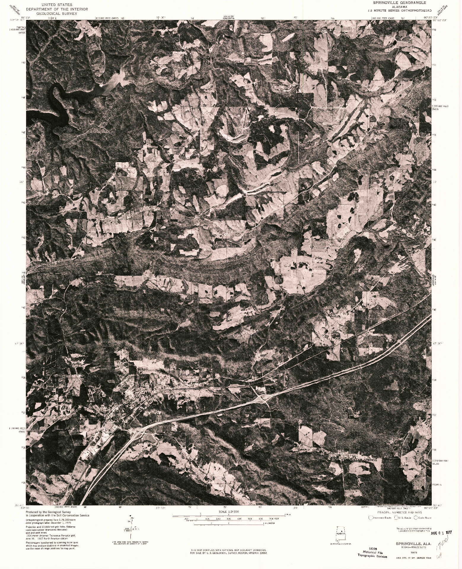 USGS 1:24000-SCALE QUADRANGLE FOR SPRINGVILLE, AL 1975