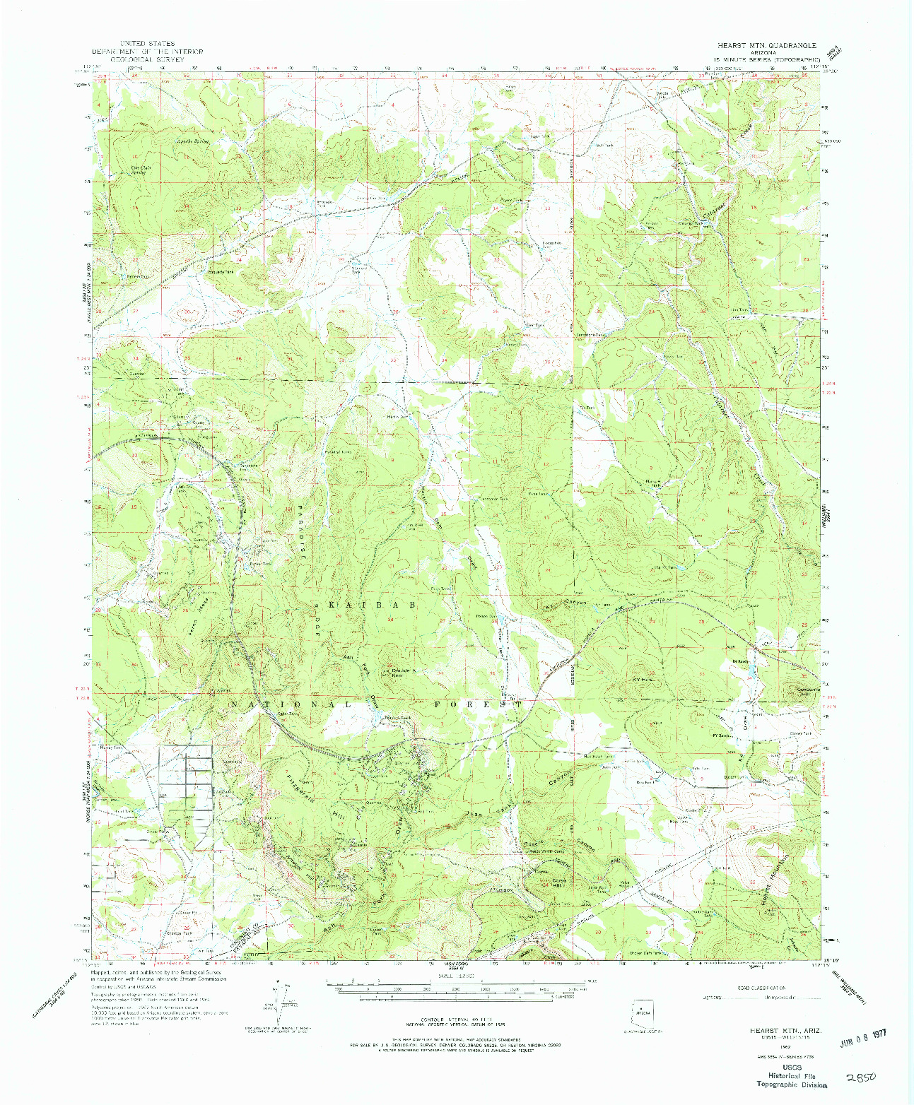USGS 1:62500-SCALE QUADRANGLE FOR HEARST MTN., AZ 1962