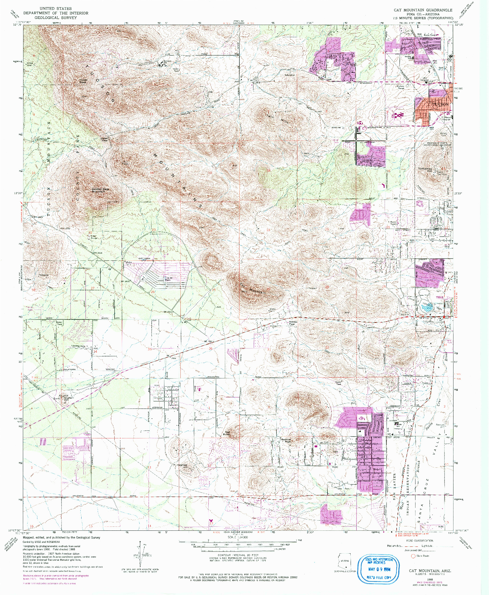 USGS 1:24000-SCALE QUADRANGLE FOR CAT MOUNTAIN, AZ 1968