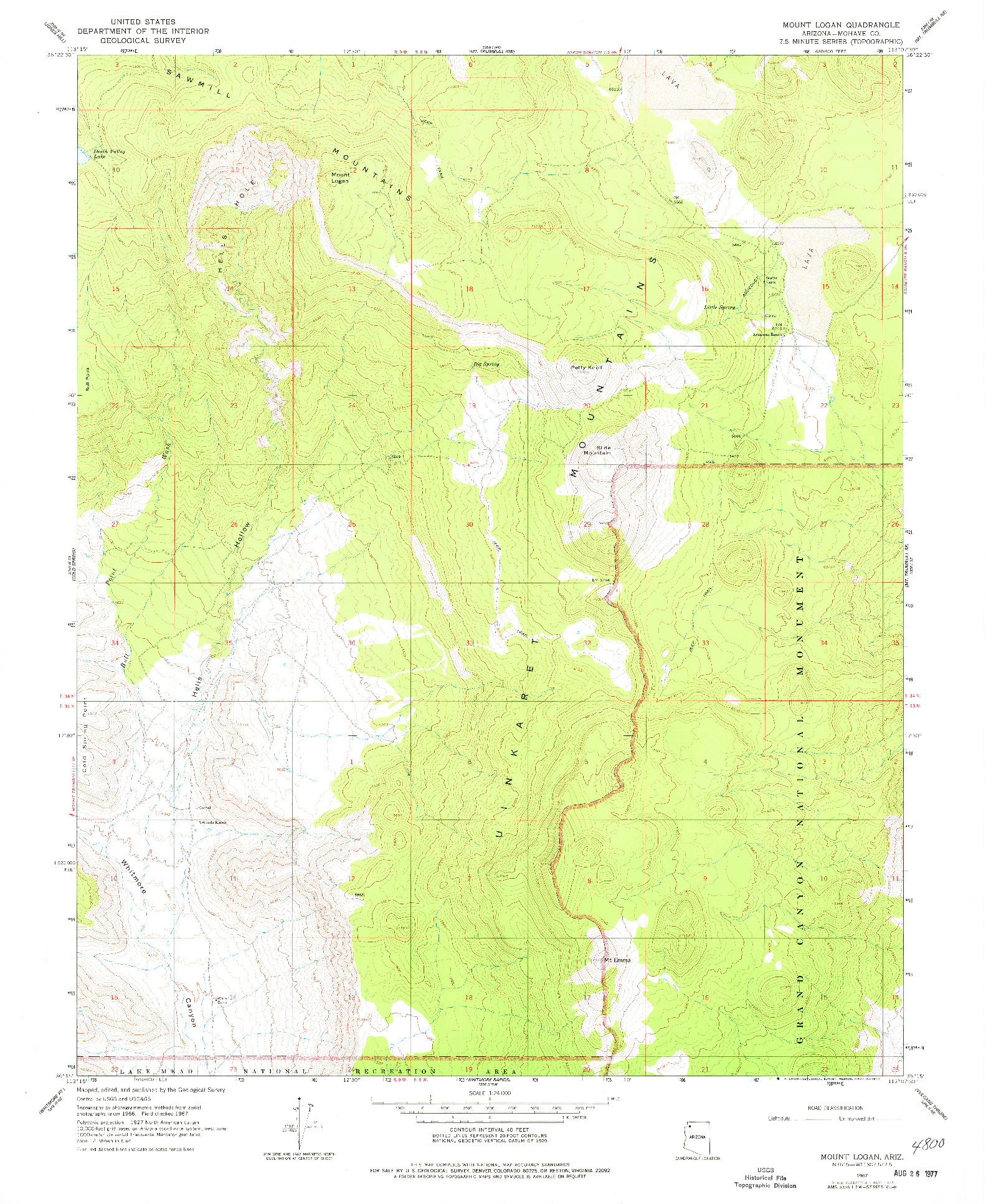 USGS 1:24000-SCALE QUADRANGLE FOR MOUNT LOGAN, AZ 1967