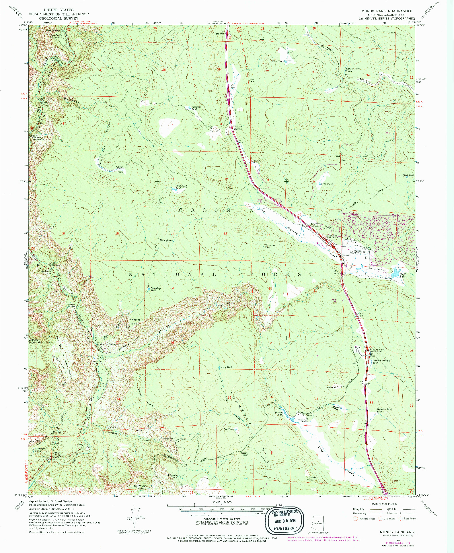 USGS 1:24000-SCALE QUADRANGLE FOR MUNDS PARK, AZ 1965