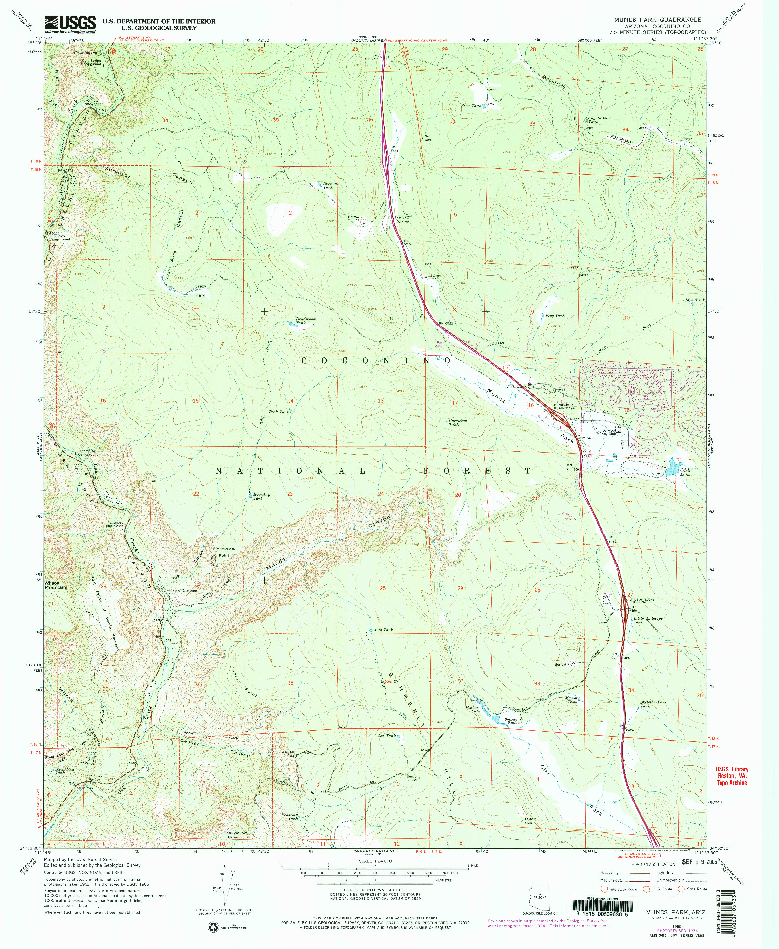 USGS 1:24000-SCALE QUADRANGLE FOR MUNDS PARK, AZ 1965