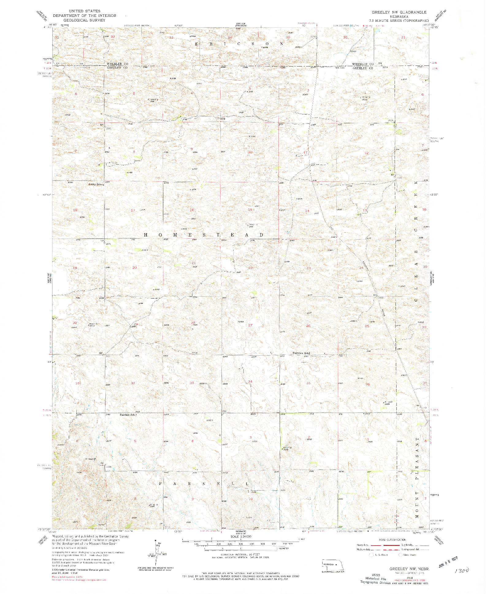 USGS 1:24000-SCALE QUADRANGLE FOR GREELEY NW, NE 1954