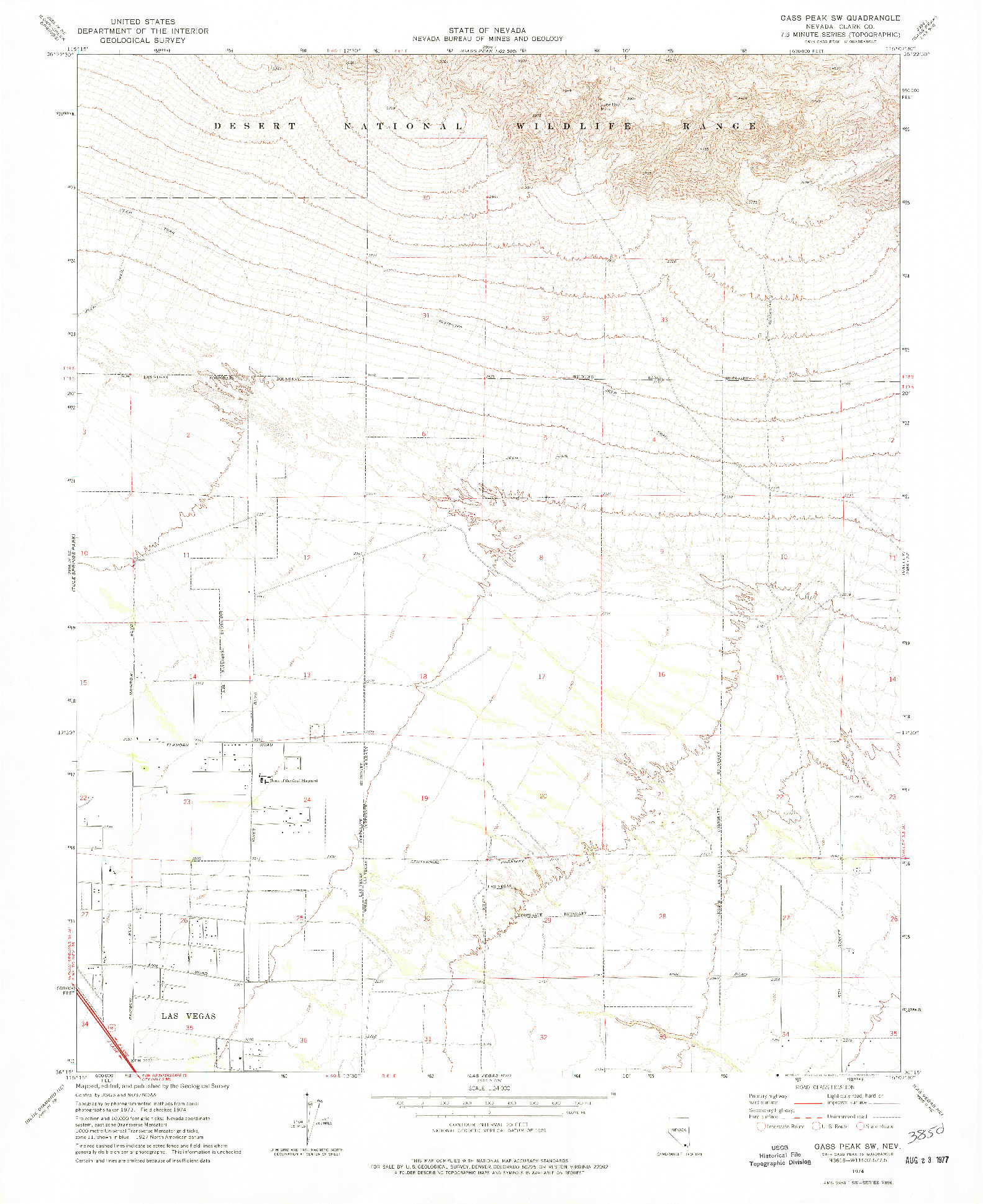 USGS 1:24000-SCALE QUADRANGLE FOR GASS PEAK SW, NV 1974