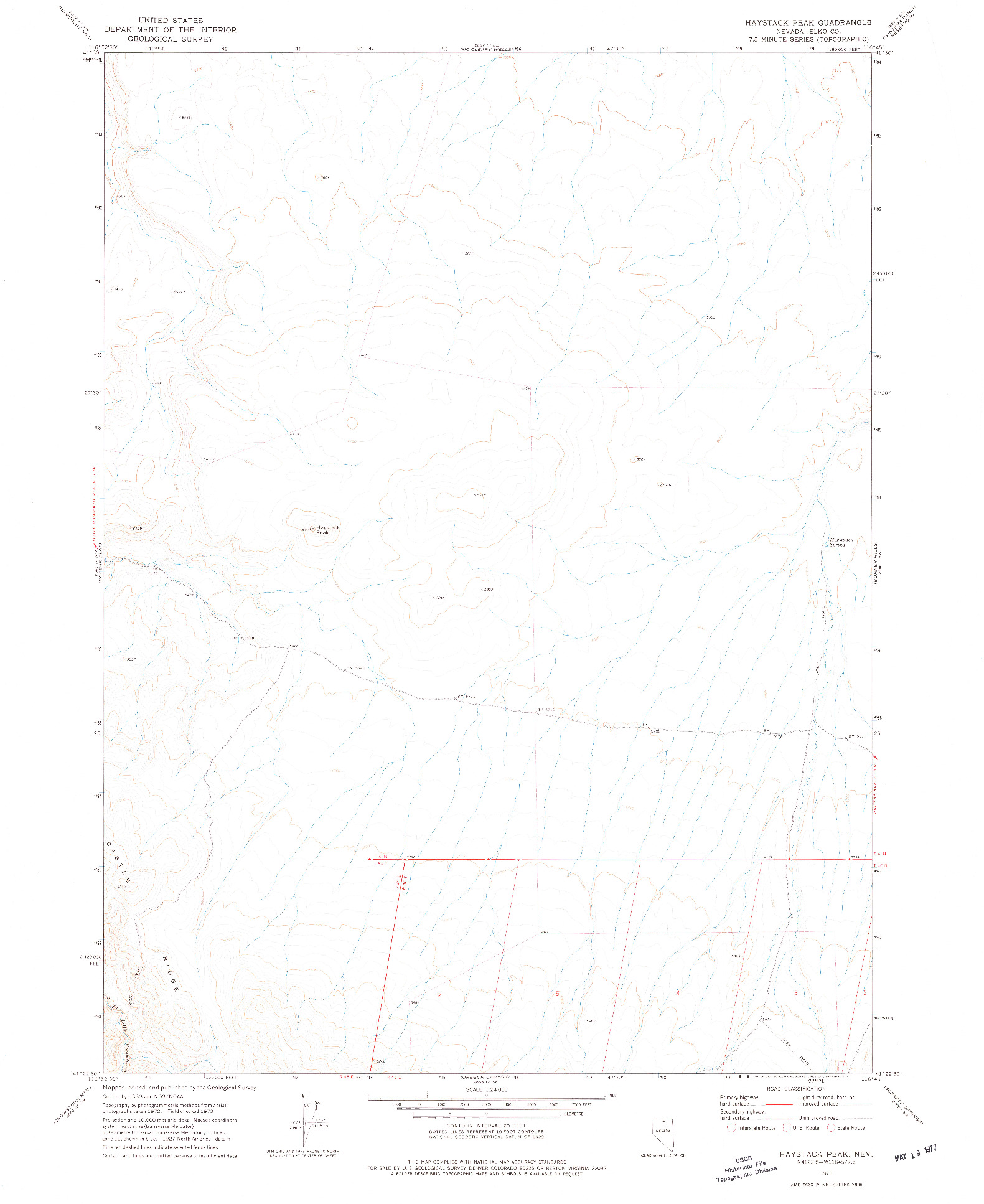 USGS 1:24000-SCALE QUADRANGLE FOR HAYSTACK PEAK, NV 1973