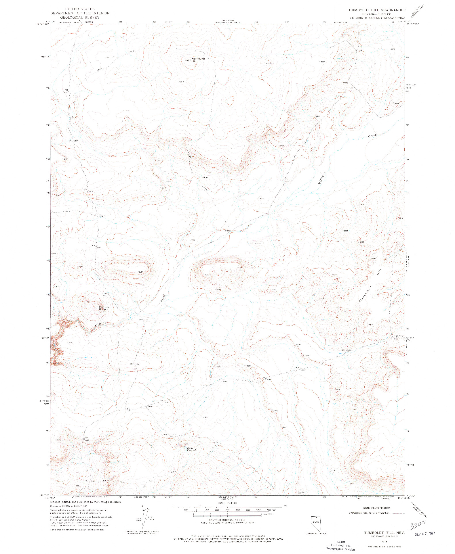 USGS 1:24000-SCALE QUADRANGLE FOR HUMBOLDT HILL, NV 1973
