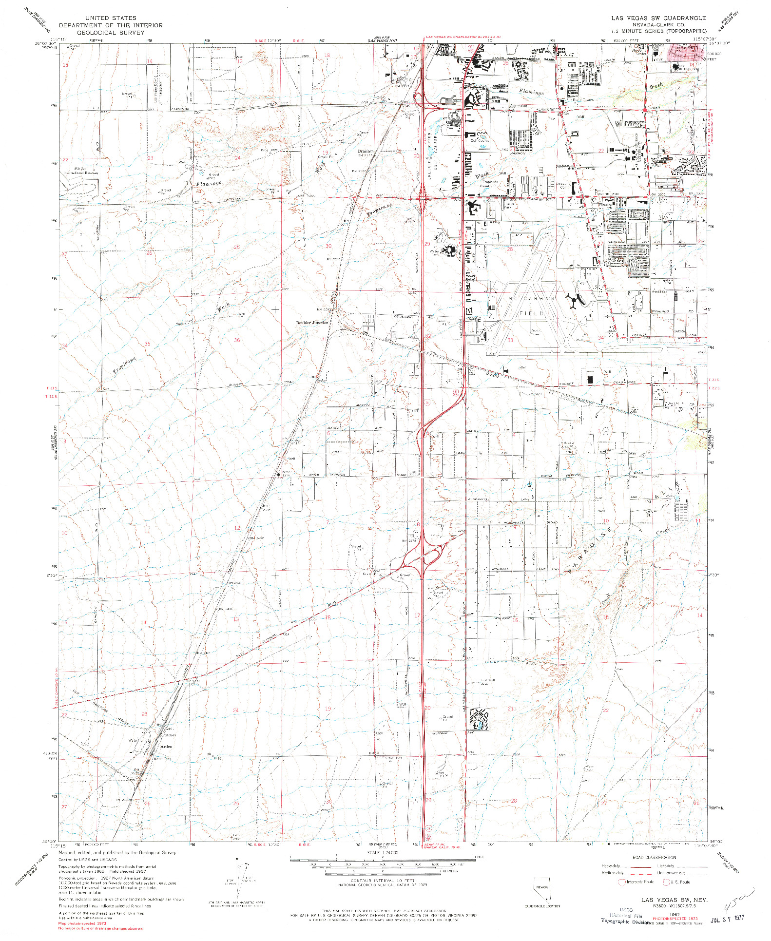 USGS 1:24000-SCALE QUADRANGLE FOR LAS VEGAS SW, NV 1967