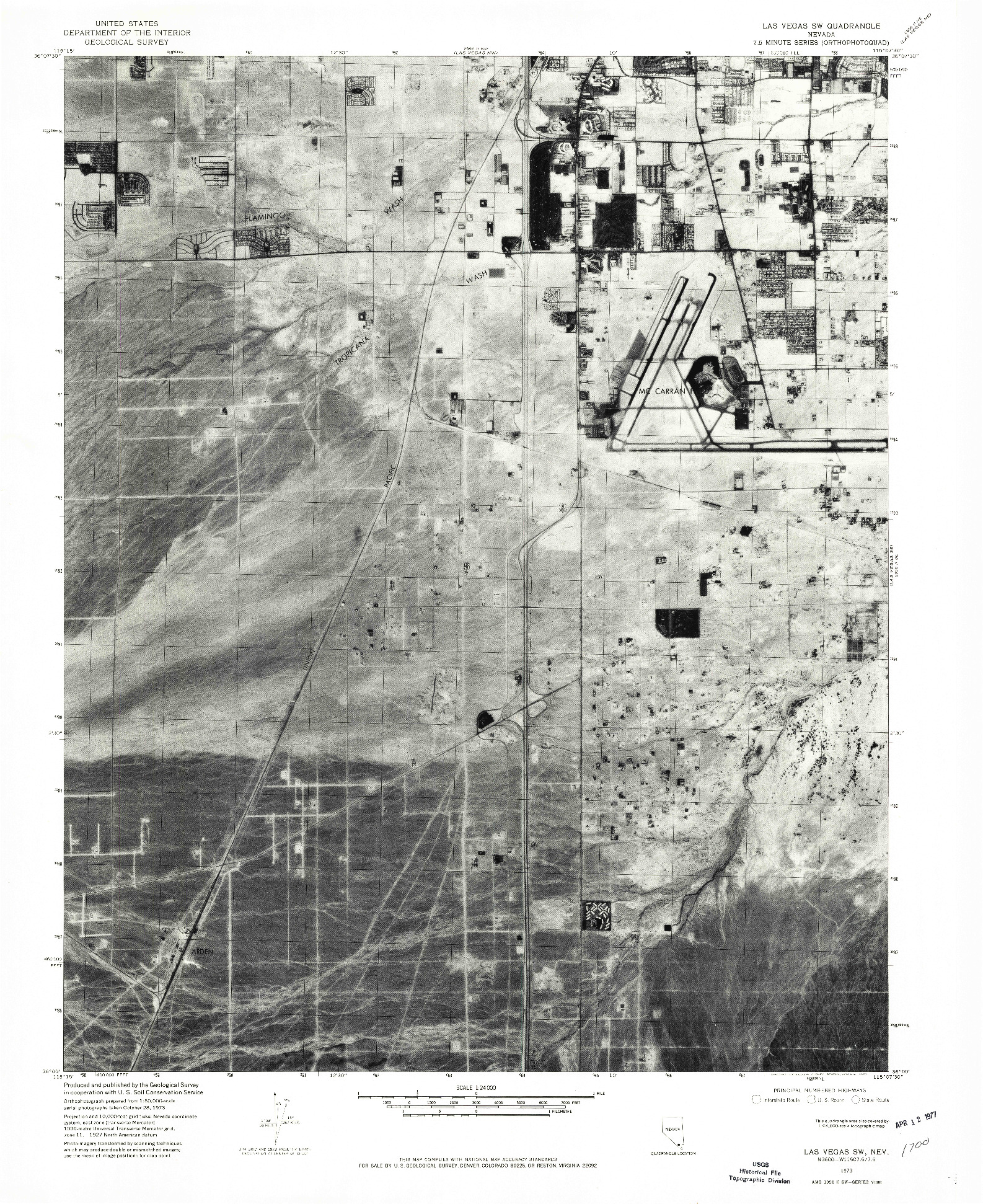 USGS 1:24000-SCALE QUADRANGLE FOR LAS VEGAS SW, NV 1973
