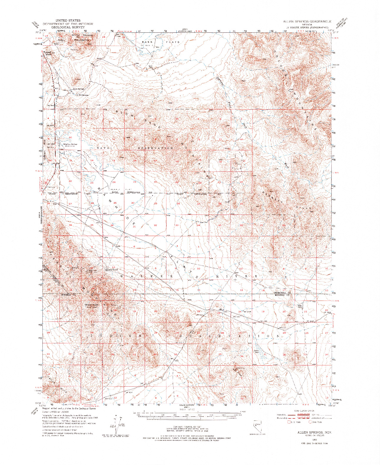 USGS 1:62500-SCALE QUADRANGLE FOR ALLEN SPRINGS, NV 1951
