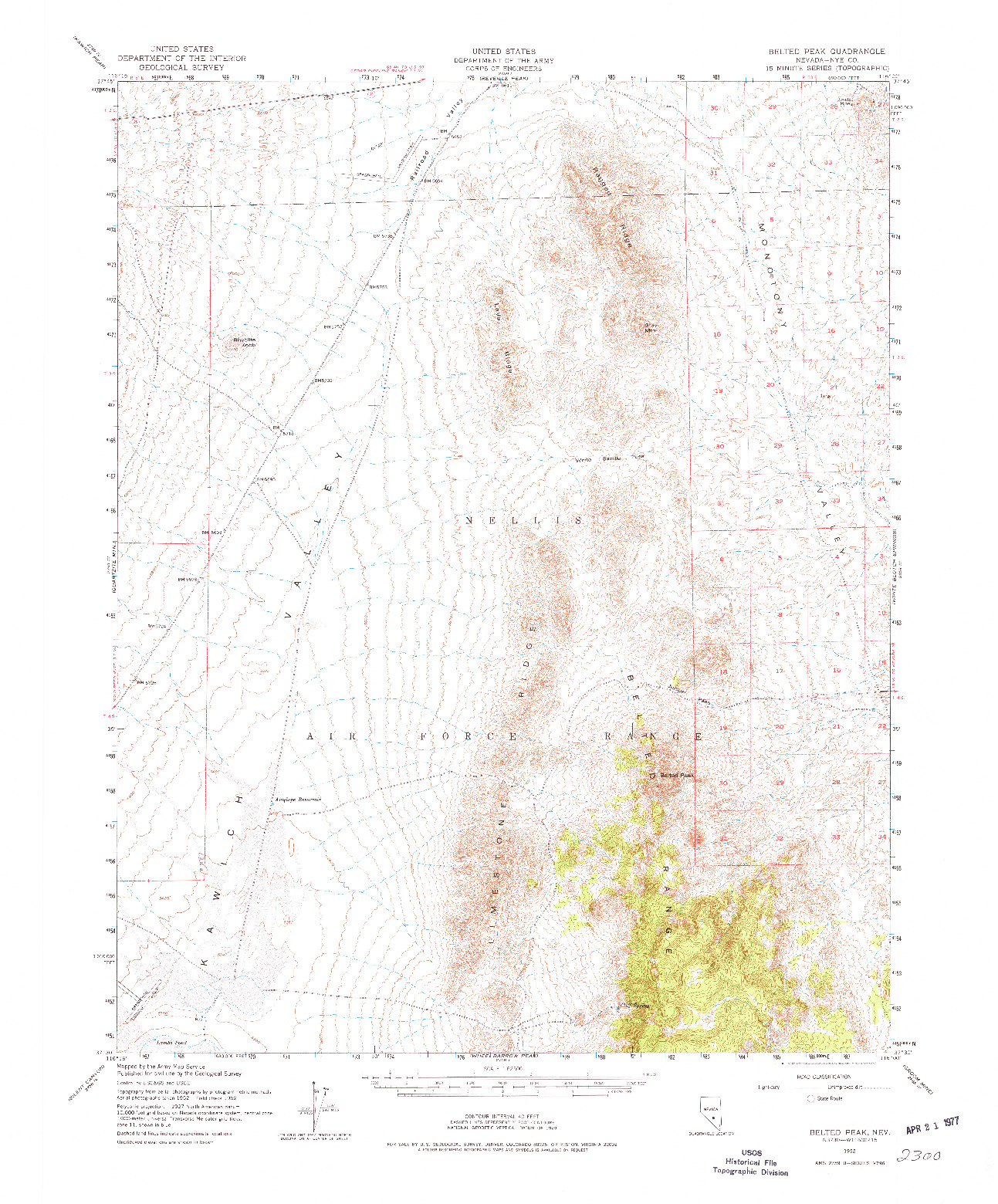 USGS 1:62500-SCALE QUADRANGLE FOR BELTED PEAK, NV 1952