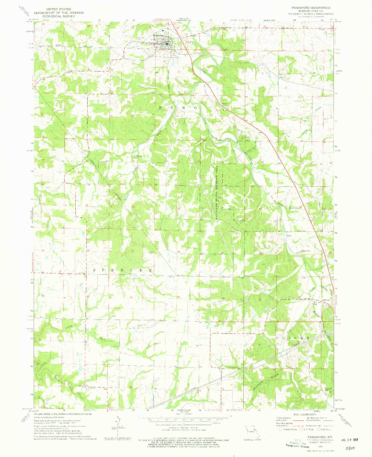 USGS 1:24000-SCALE QUADRANGLE FOR FRANKFORD, MO 1973