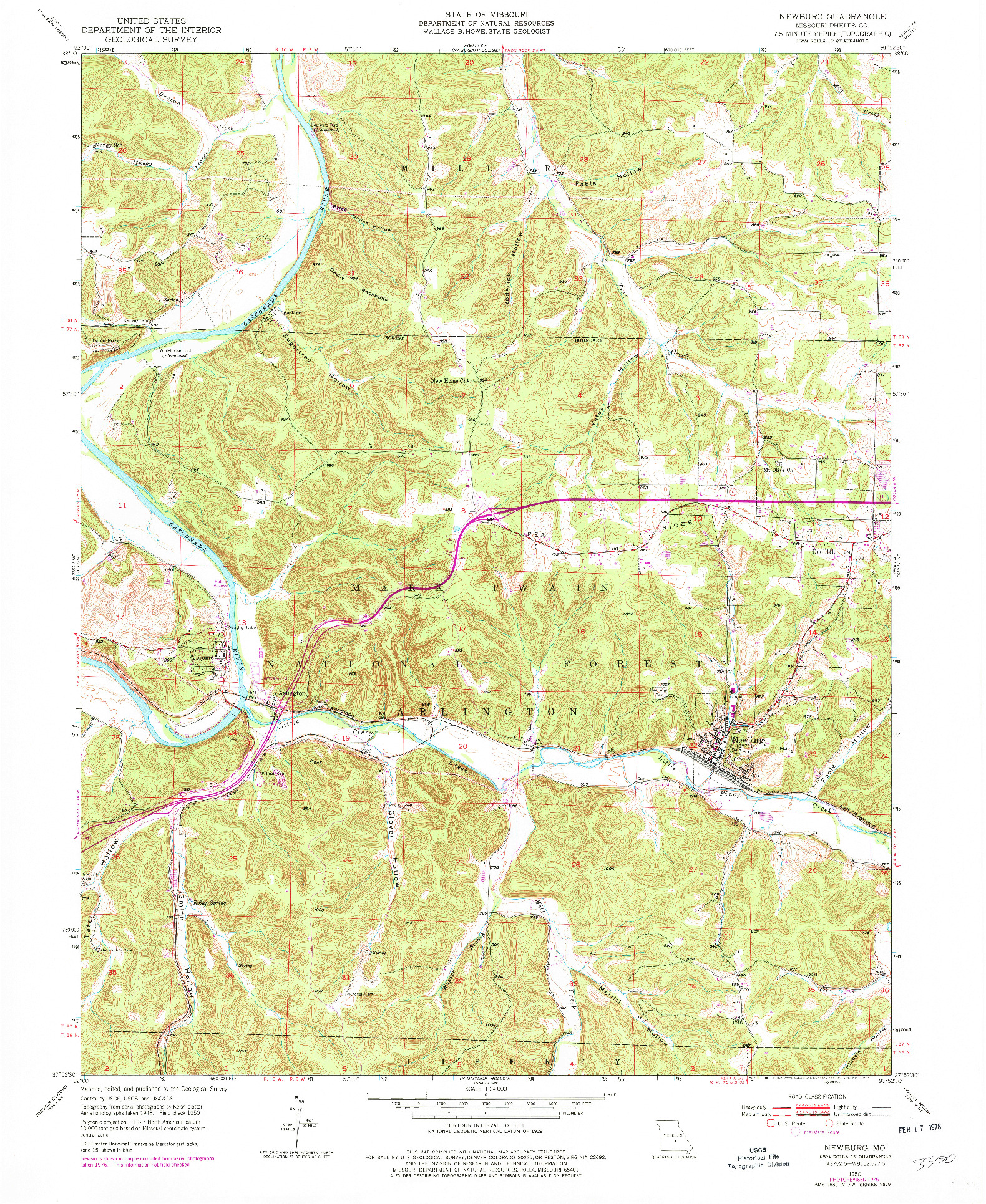 USGS 1:24000-SCALE QUADRANGLE FOR NEWBURG, MO 1950