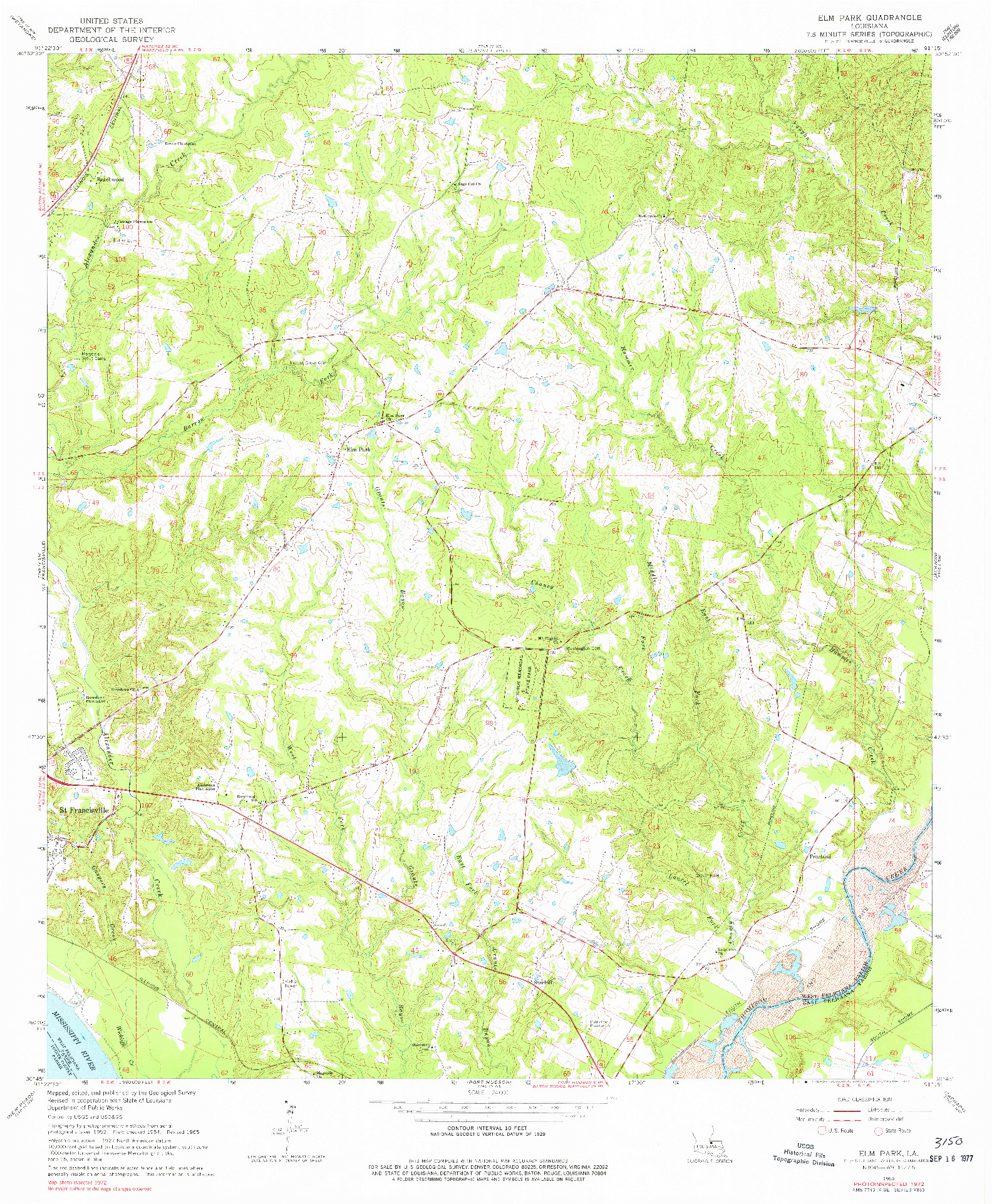 USGS 1:24000-SCALE QUADRANGLE FOR ELM PARK, LA 1965