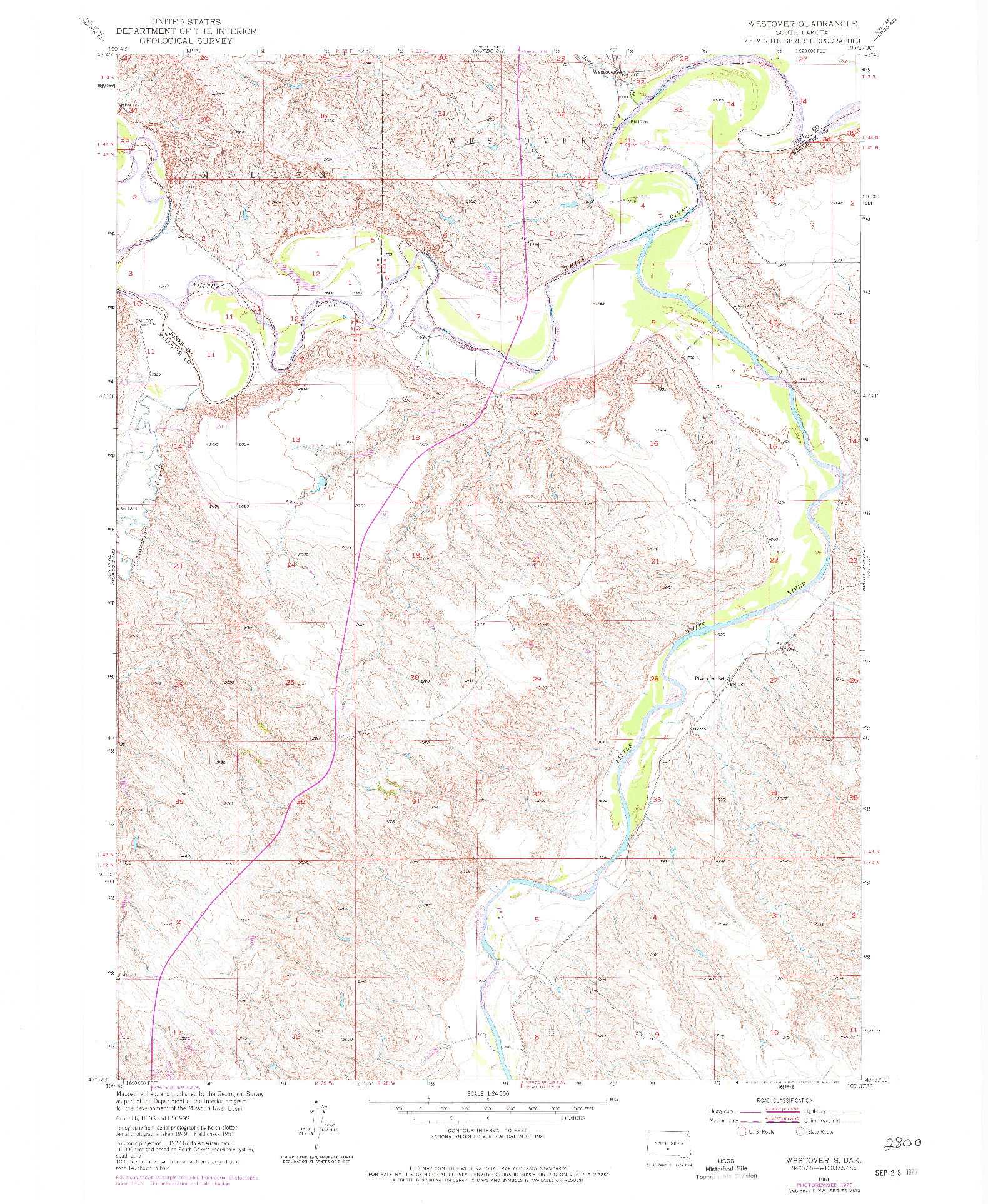 USGS 1:24000-SCALE QUADRANGLE FOR WESTOVER, SD 1951