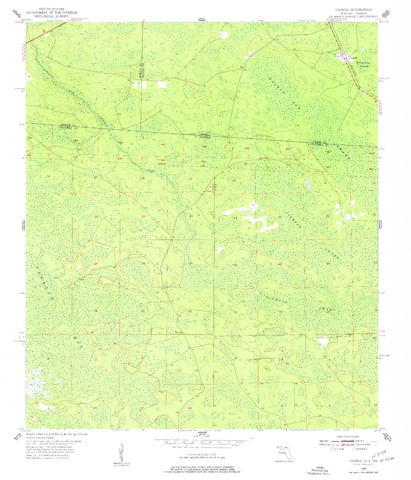 USGS 1:24000-SCALE QUADRANGLE FOR COUNCIL, FL 1955
