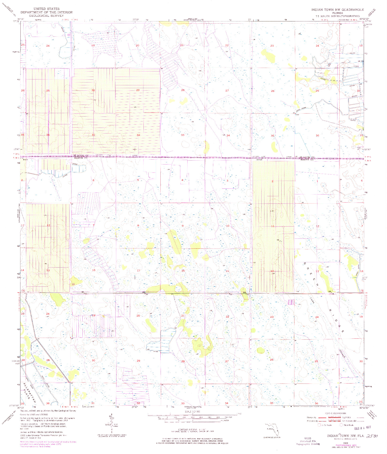 USGS 1:24000-SCALE QUADRANGLE FOR INDIANTOWN NW, FL 1953