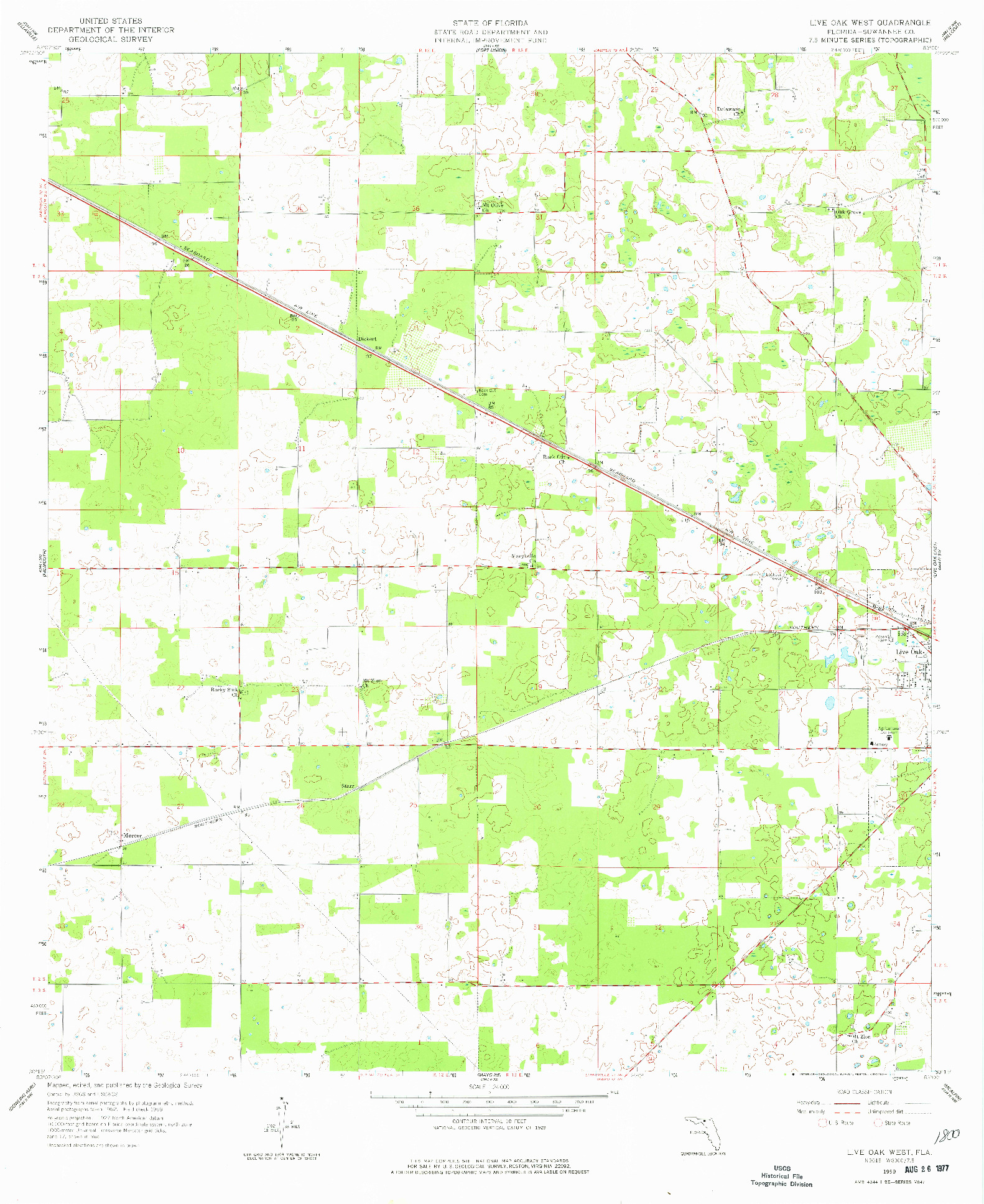 USGS 1:24000-SCALE QUADRANGLE FOR LIVE OAK WEST, FL 1959