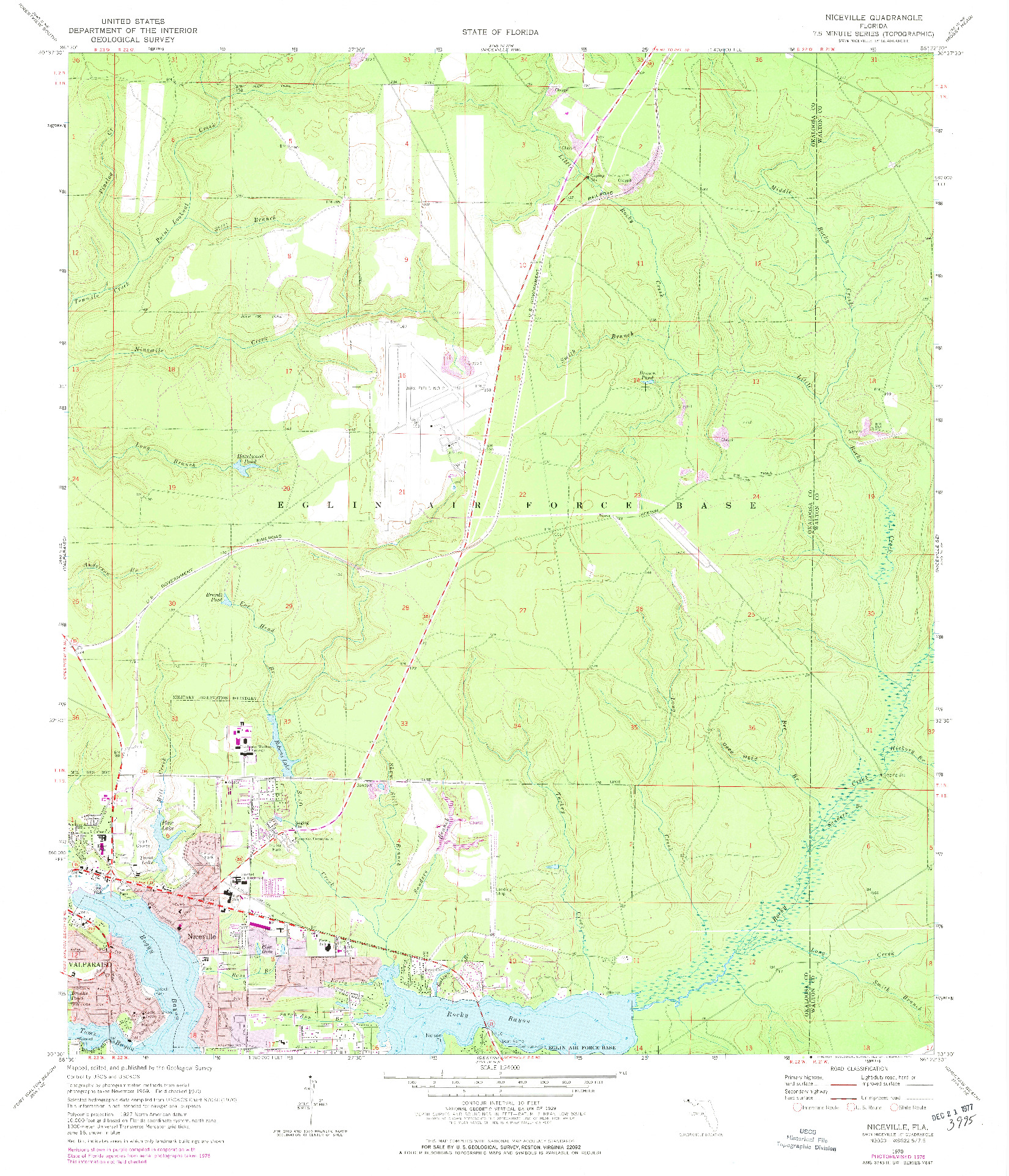 USGS 1:24000-SCALE QUADRANGLE FOR NICEVILLE, FL 1970