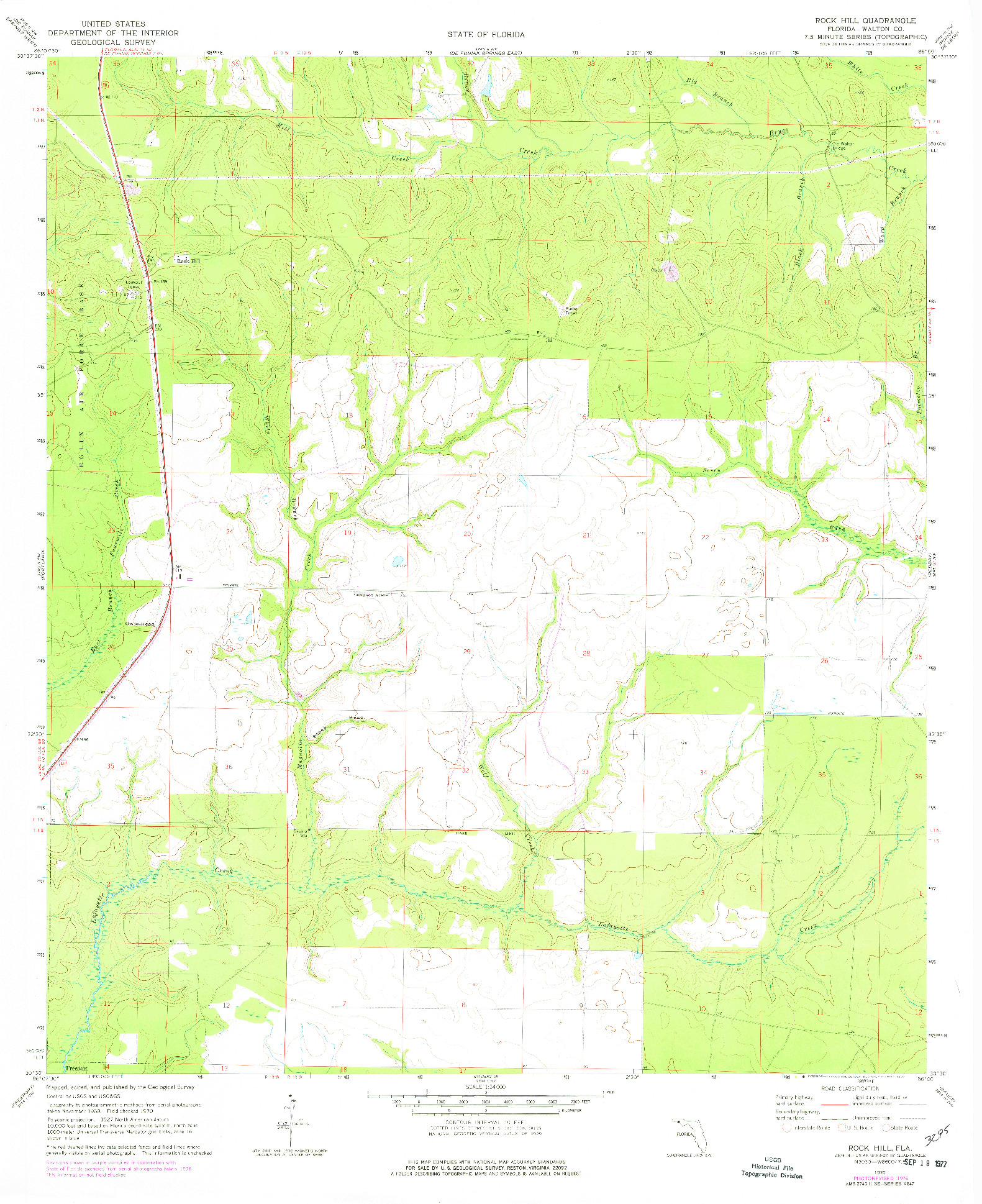 USGS 1:24000-SCALE QUADRANGLE FOR ROCK HILL, FL 1970