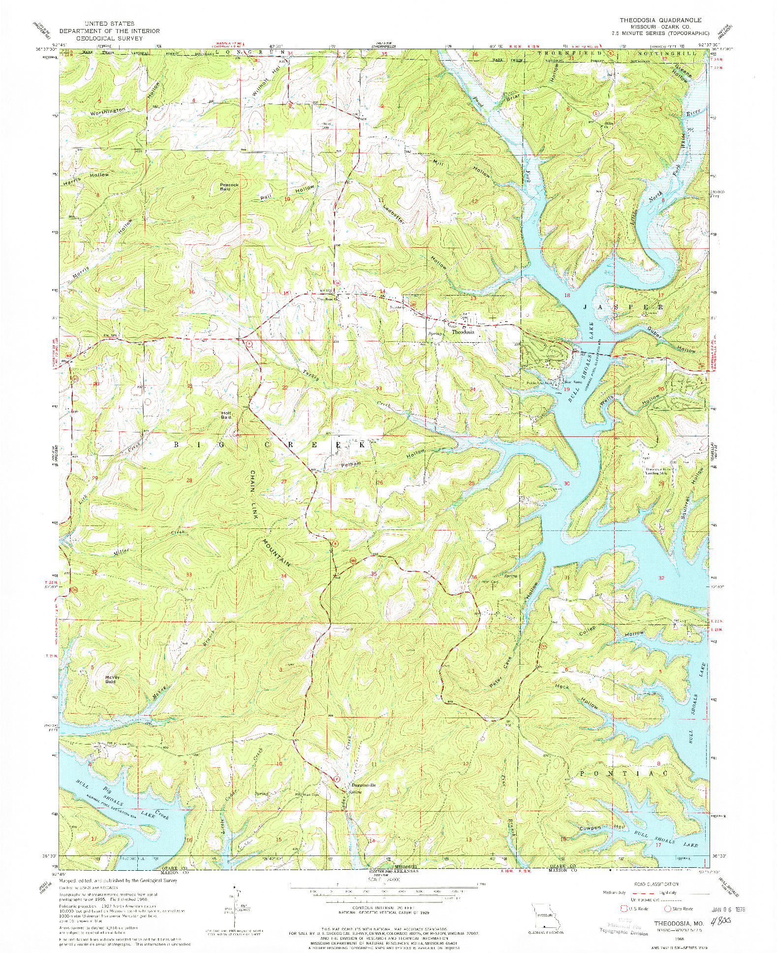 USGS 1:24000-SCALE QUADRANGLE FOR THEODOSIA, MO 1968