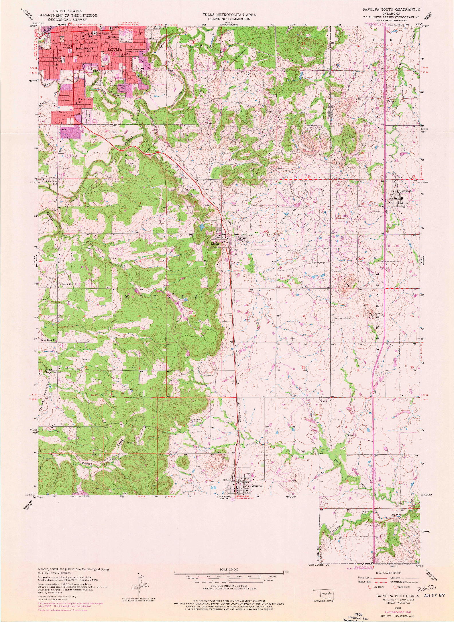 USGS 1:24000-SCALE QUADRANGLE FOR SAPULPA SOUTH, OK 1958