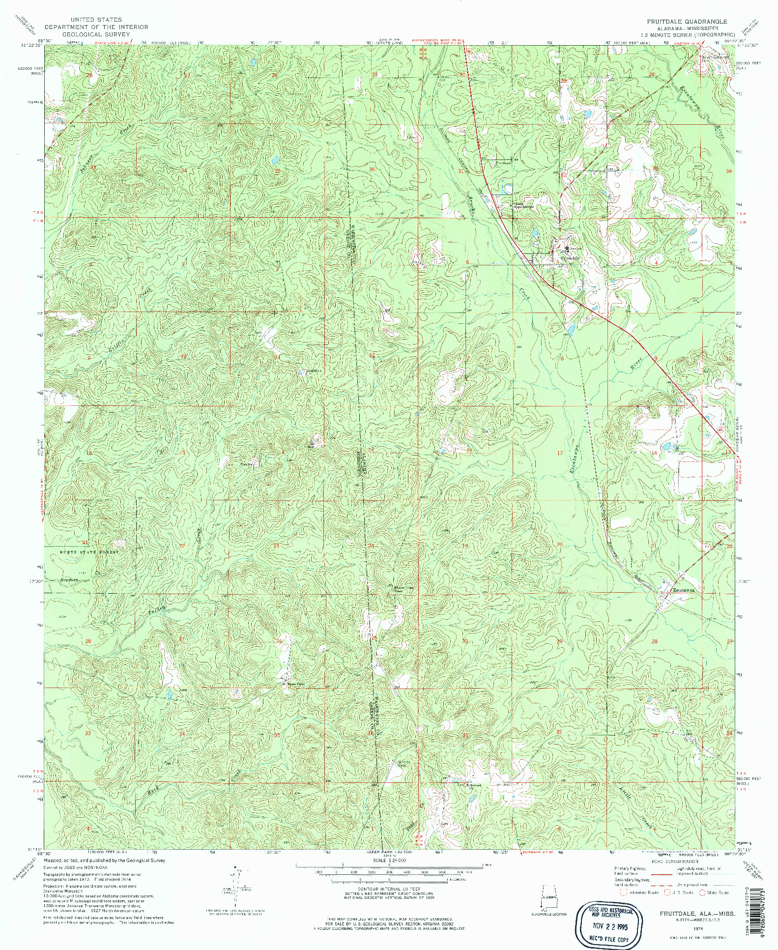 USGS 1:24000-SCALE QUADRANGLE FOR FRUITDALE, AL 1974