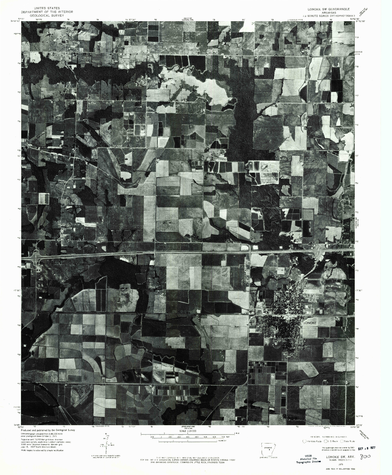 USGS 1:24000-SCALE QUADRANGLE FOR LONOKE SW, AR 1975