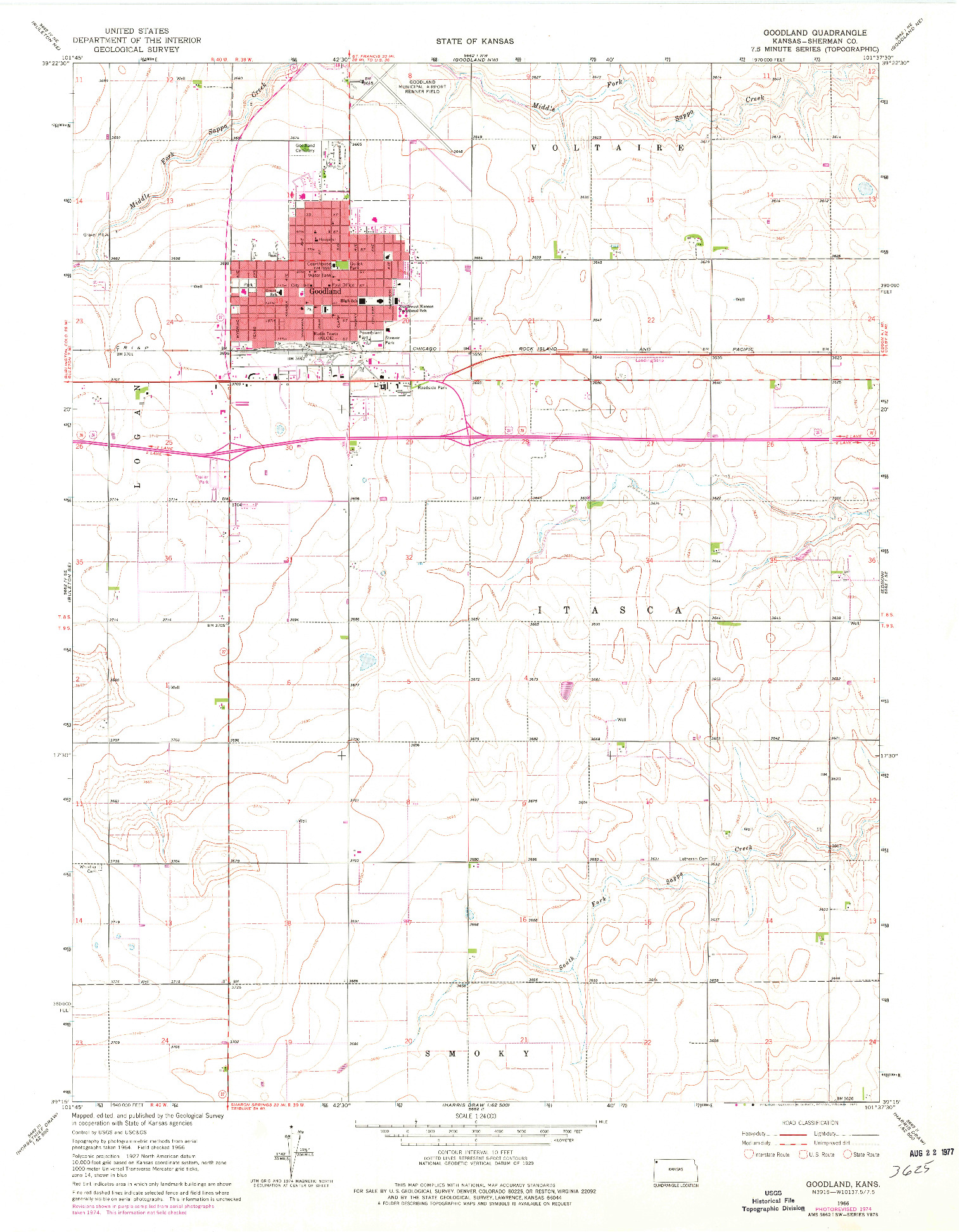 USGS 1:24000-SCALE QUADRANGLE FOR GOODLAND, KS 1966