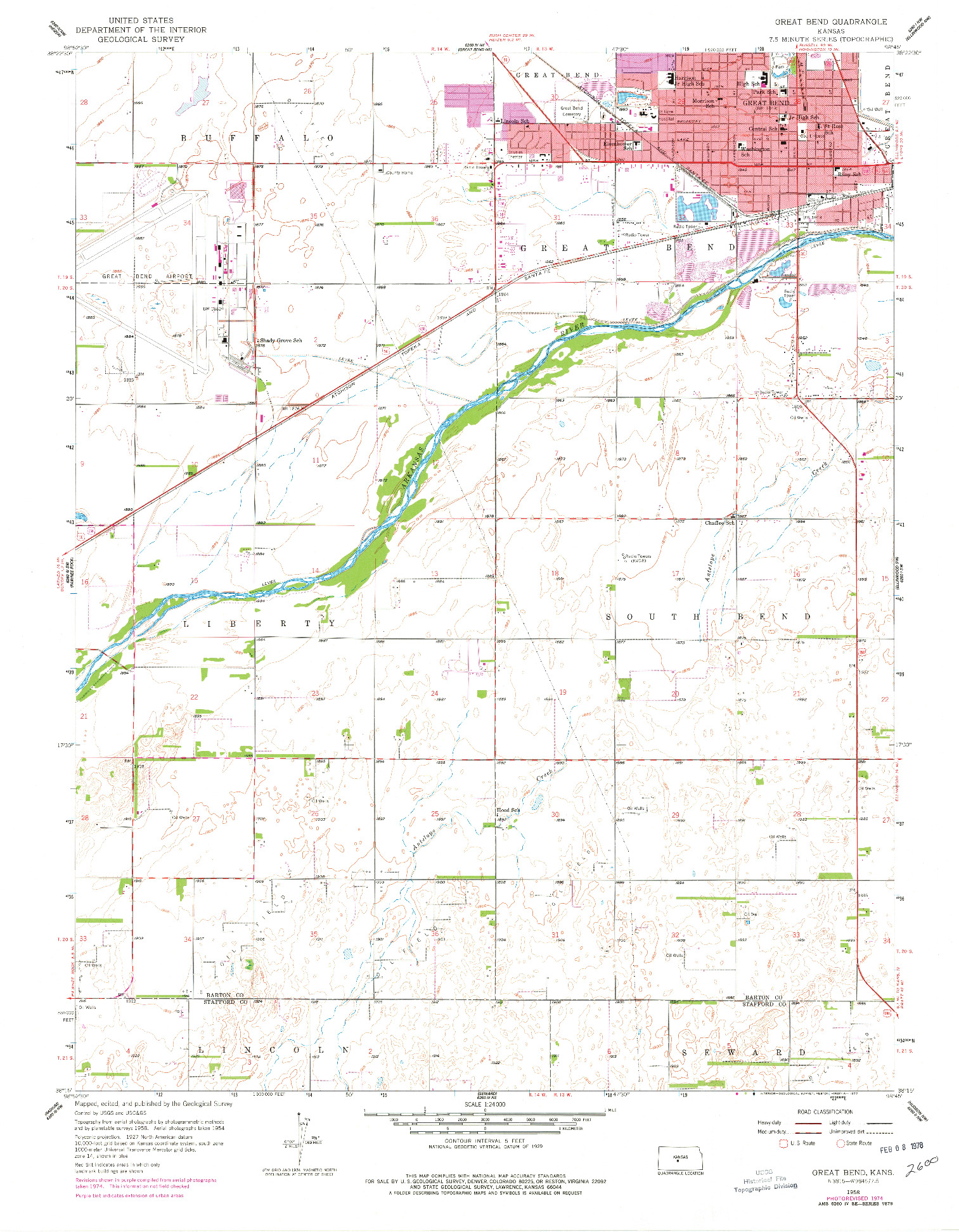 USGS 1:24000-SCALE QUADRANGLE FOR GREAT BEND, KS 1958