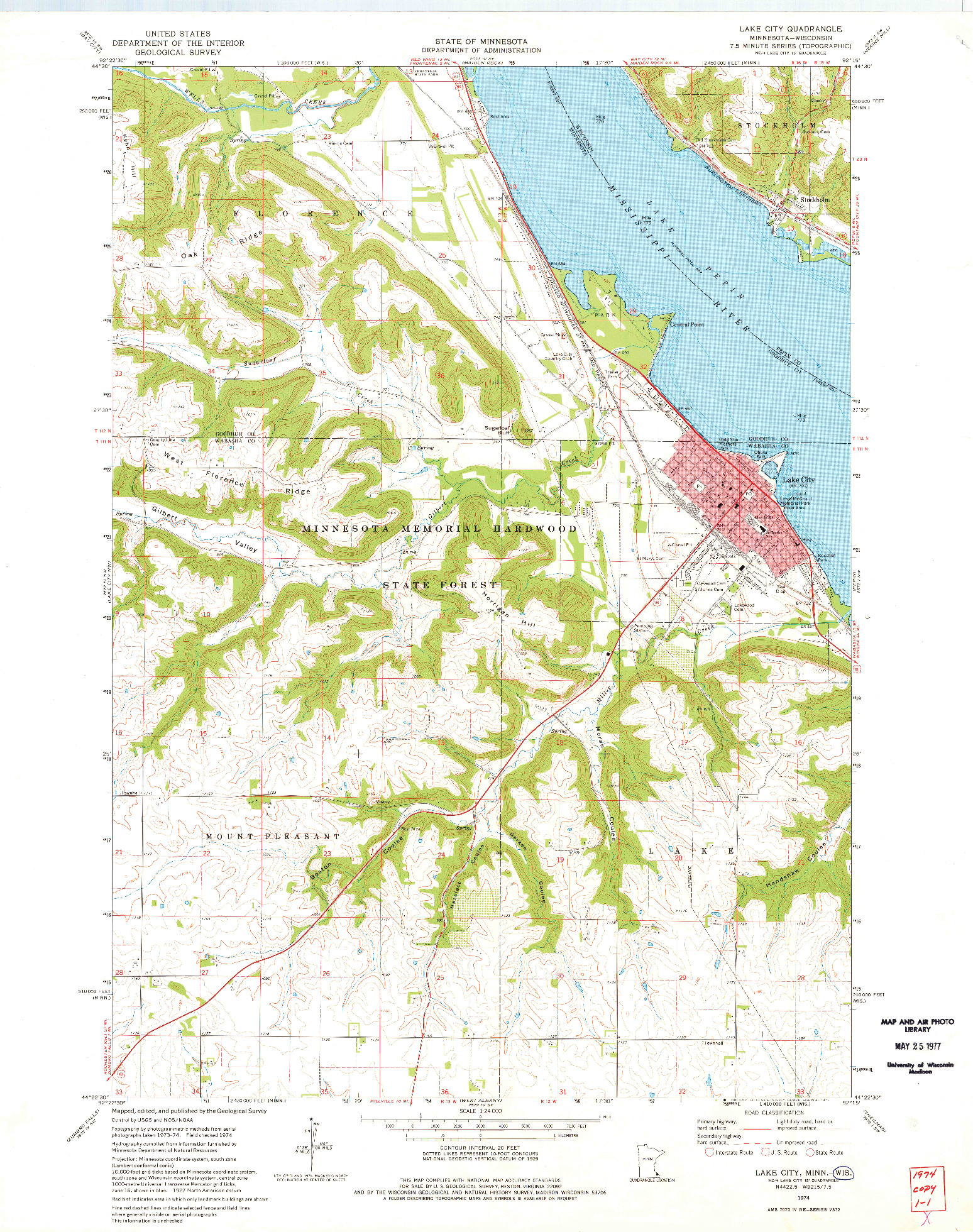 USGS 1:24000-SCALE QUADRANGLE FOR LAKE CITY, MN 1974