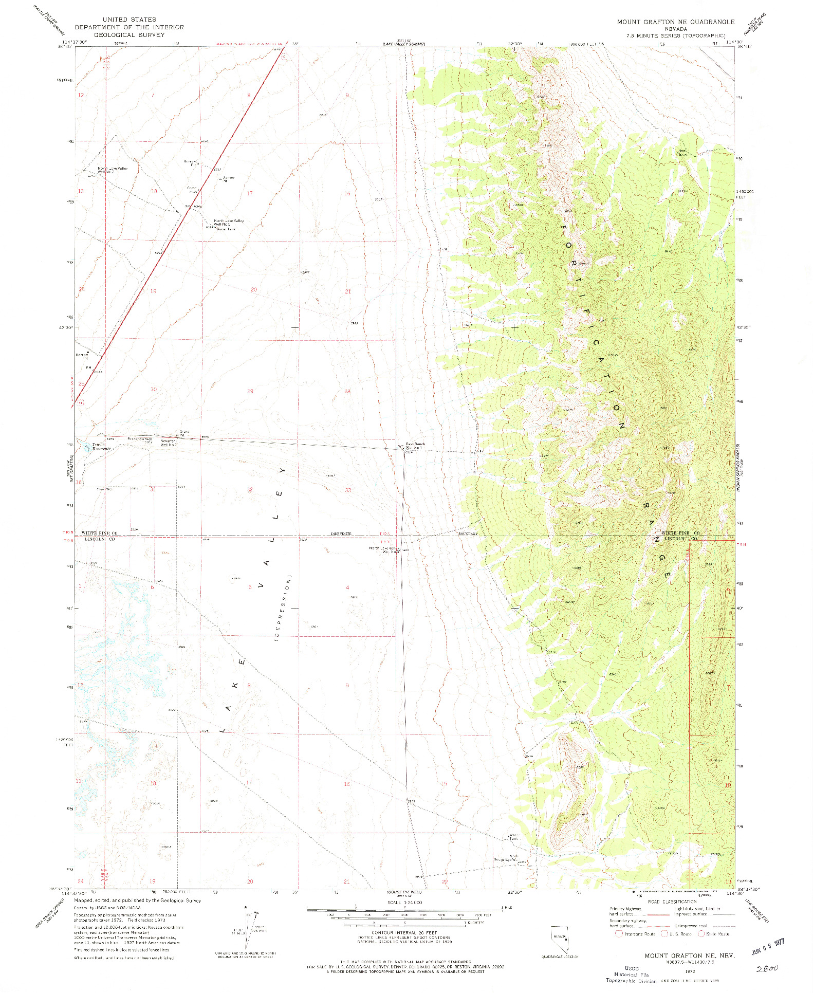 USGS 1:24000-SCALE QUADRANGLE FOR MOUNT GRAFTON NE, NV 1973