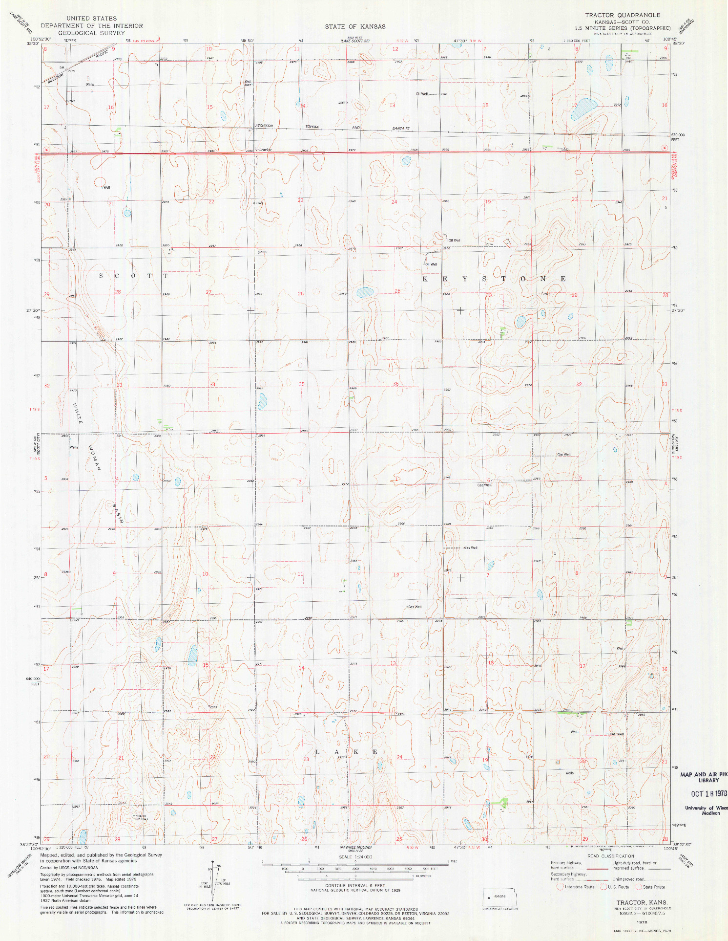 USGS 1:24000-SCALE QUADRANGLE FOR TRACTOR, KS 1978