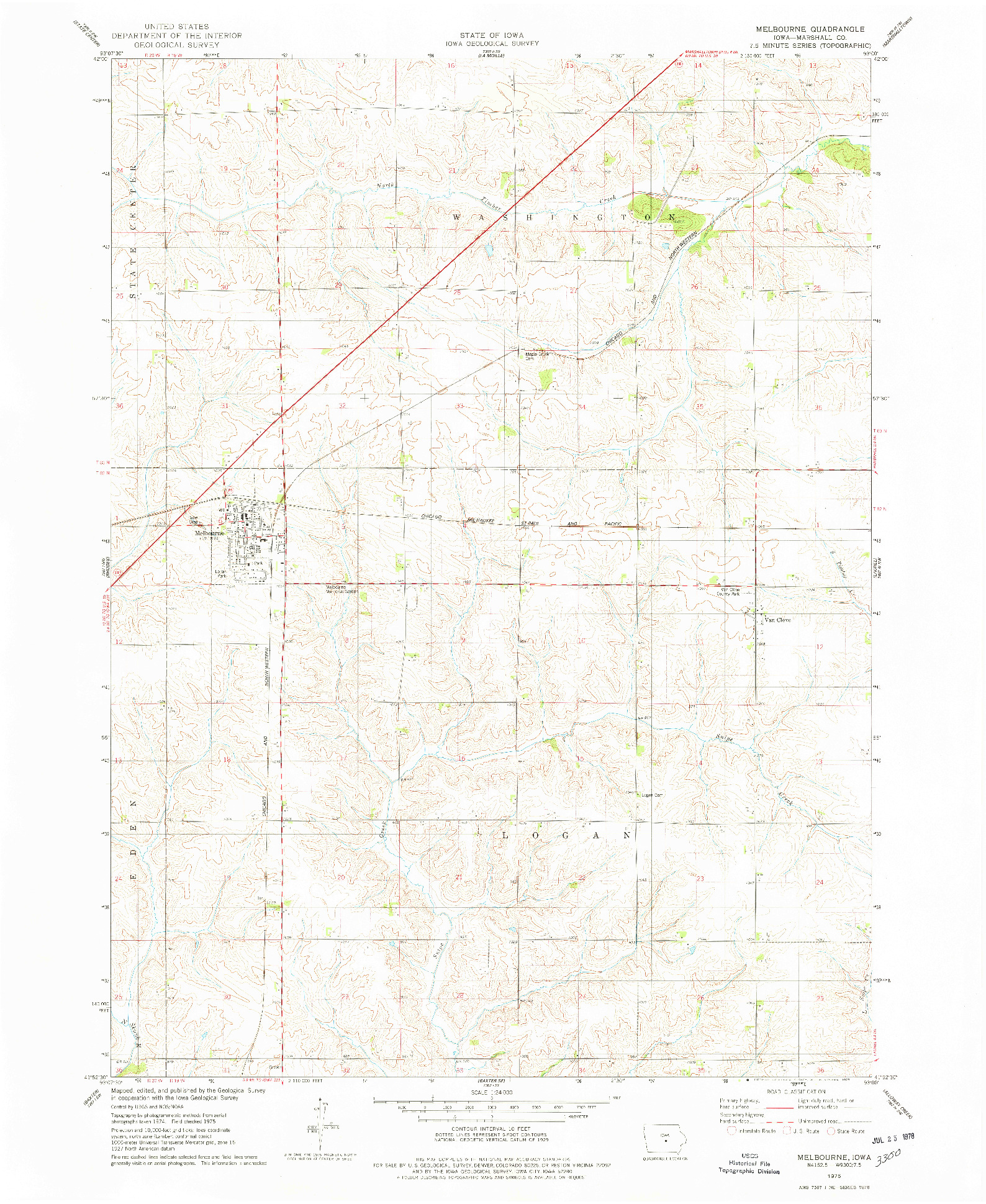 USGS 1:24000-SCALE QUADRANGLE FOR MELBOURNE, IA 1975