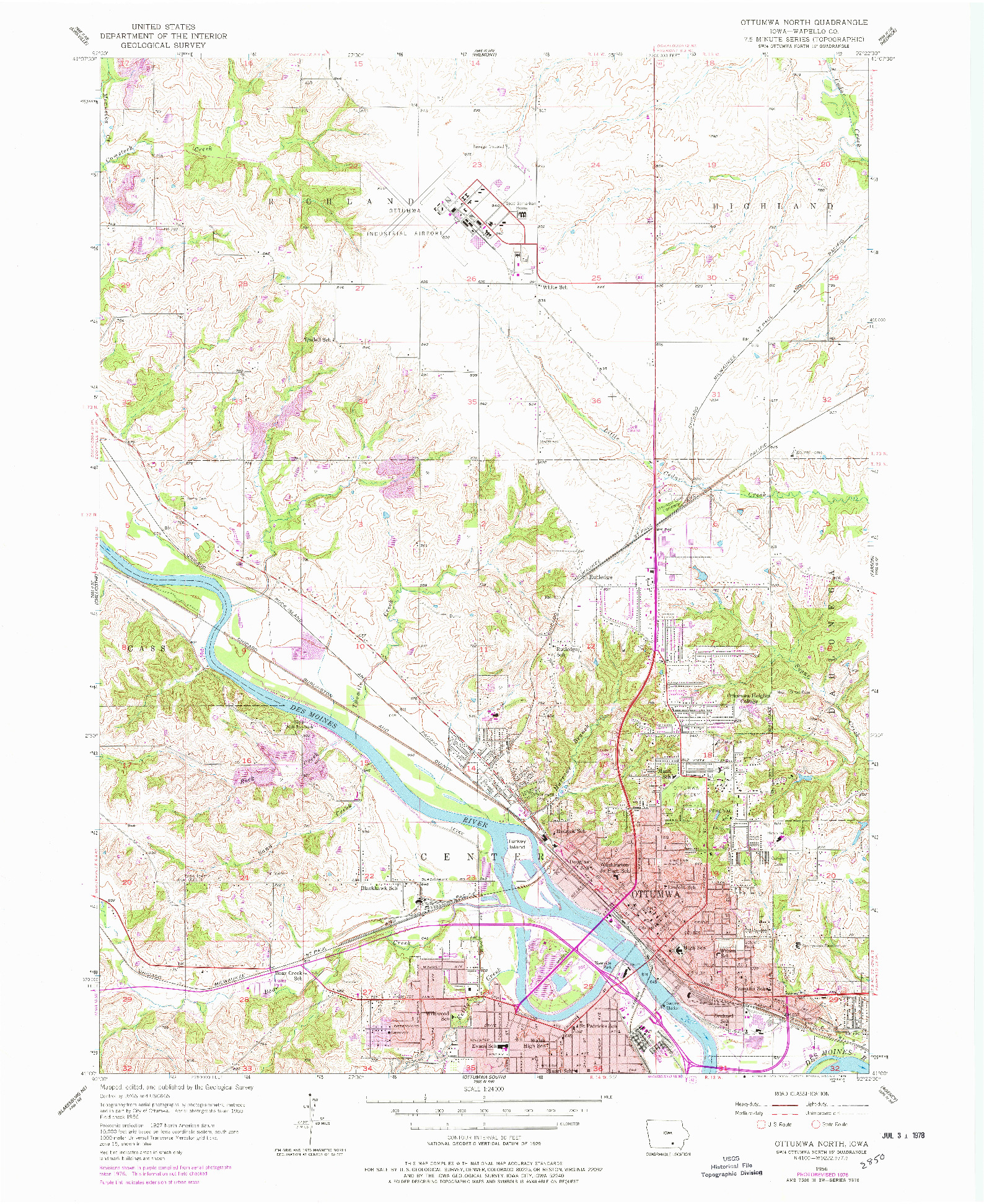 USGS 1:24000-SCALE QUADRANGLE FOR OTTUMWA NORTH, IA 1956