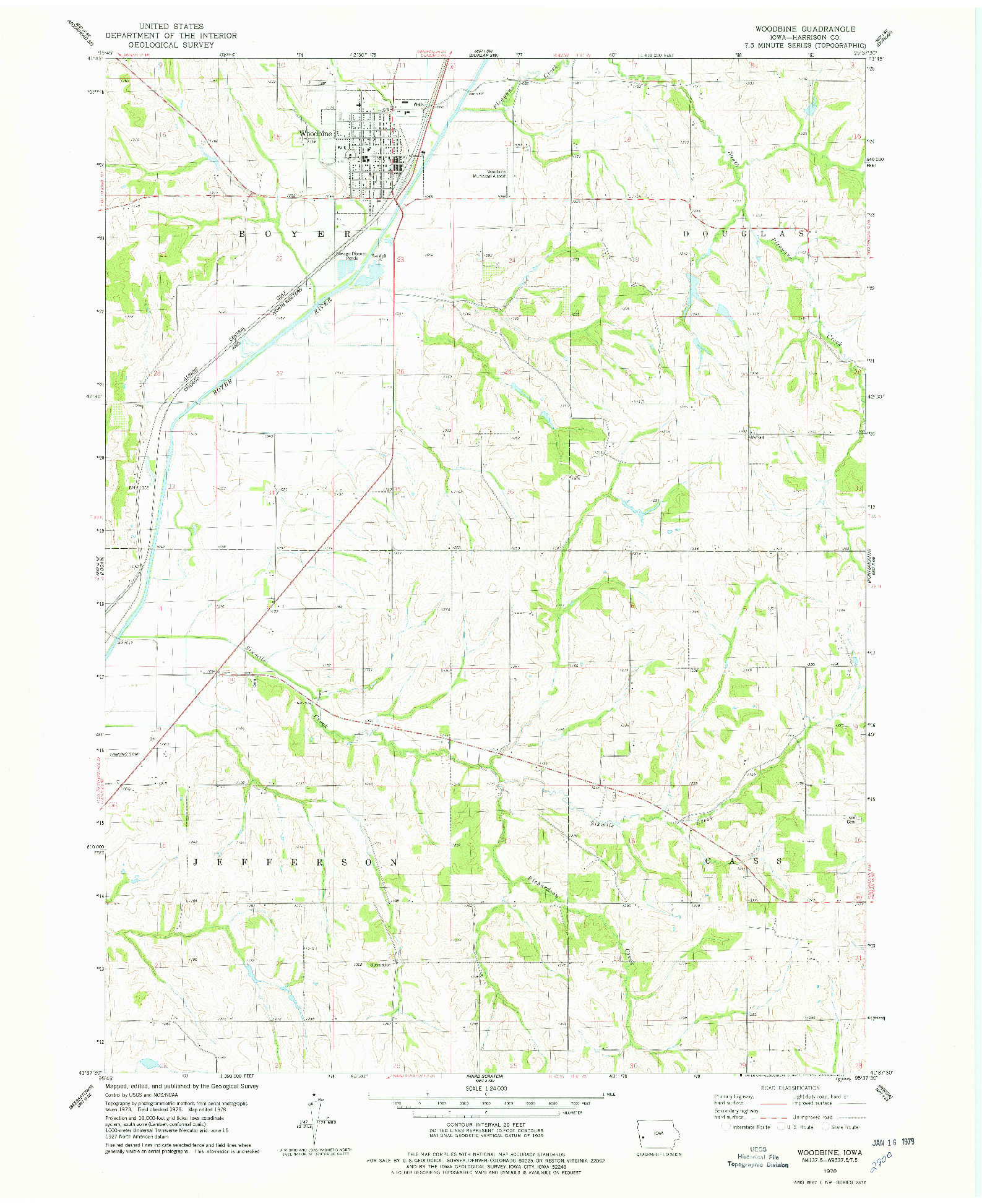 USGS 1:24000-SCALE QUADRANGLE FOR WOODBINE, IA 1978