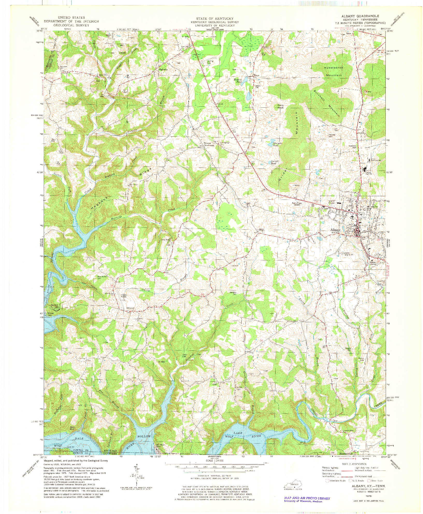 USGS 1:24000-SCALE QUADRANGLE FOR ALBANY, KY 1978