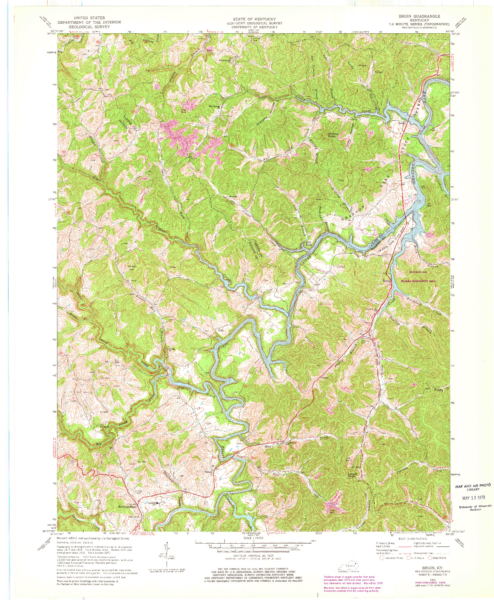 USGS 1:24000-SCALE QUADRANGLE FOR BRUIN, KY 1971