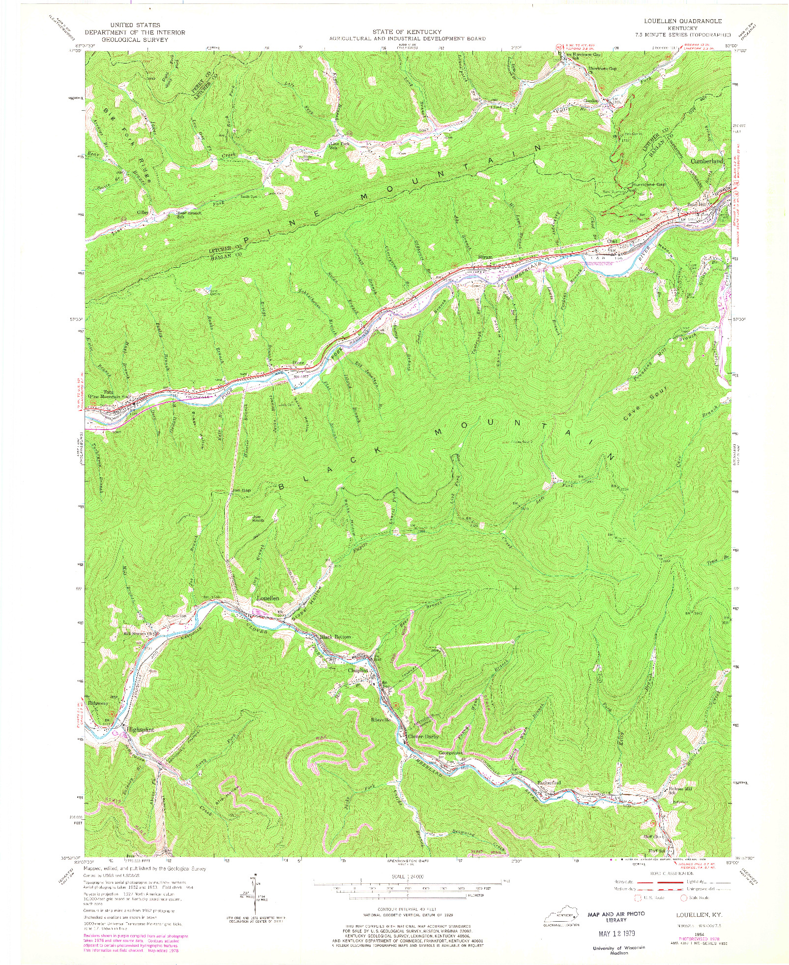 USGS 1:24000-SCALE QUADRANGLE FOR LOUELLEN, KY 1954