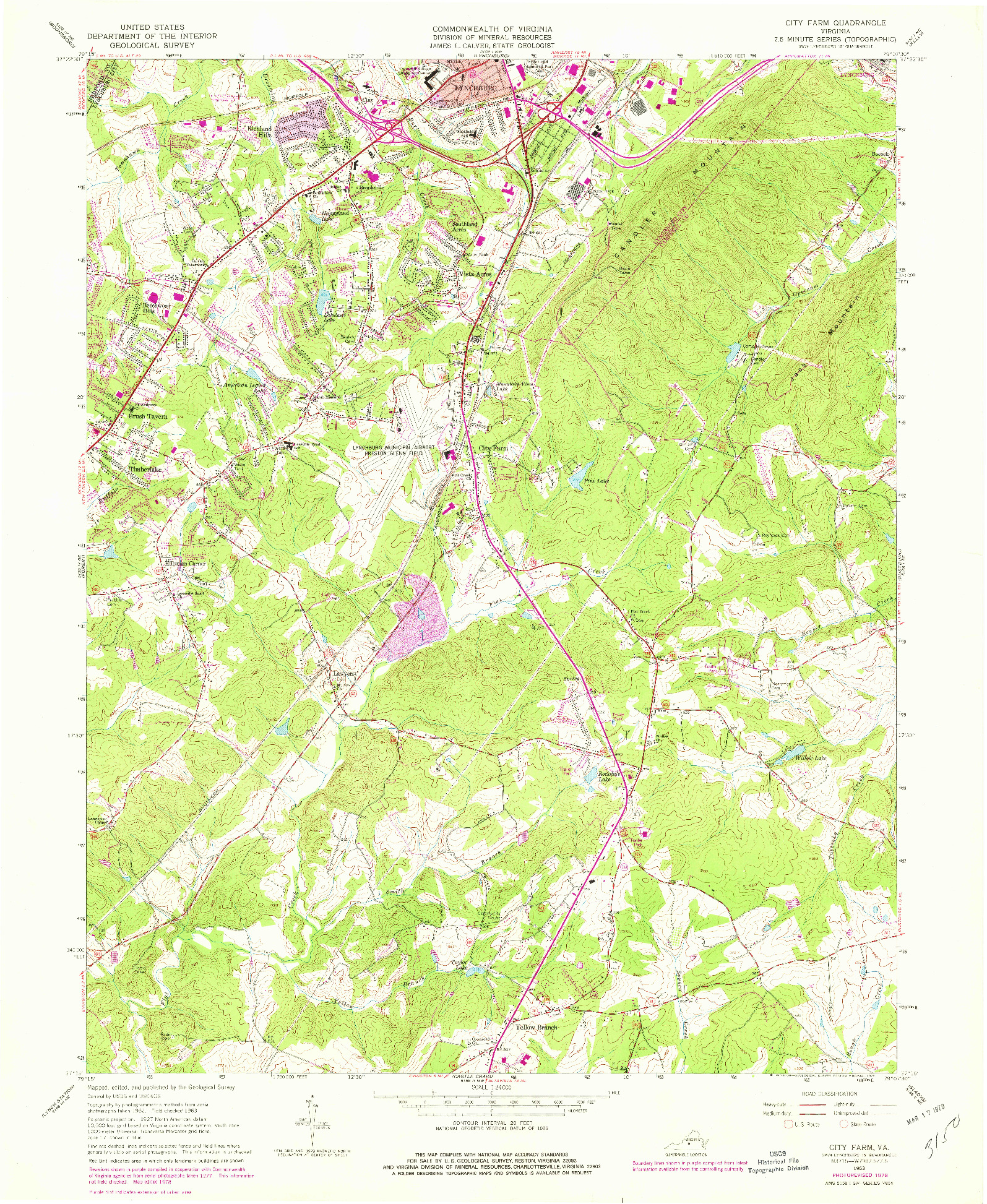 USGS 1:24000-SCALE QUADRANGLE FOR CITY FARM, VA 1963