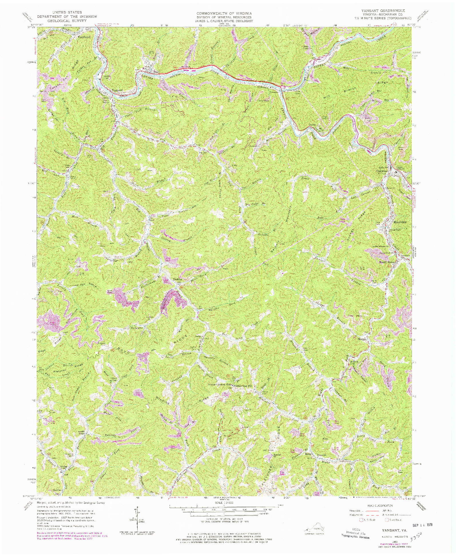 USGS 1:24000-SCALE QUADRANGLE FOR VANSANT, VA 1963